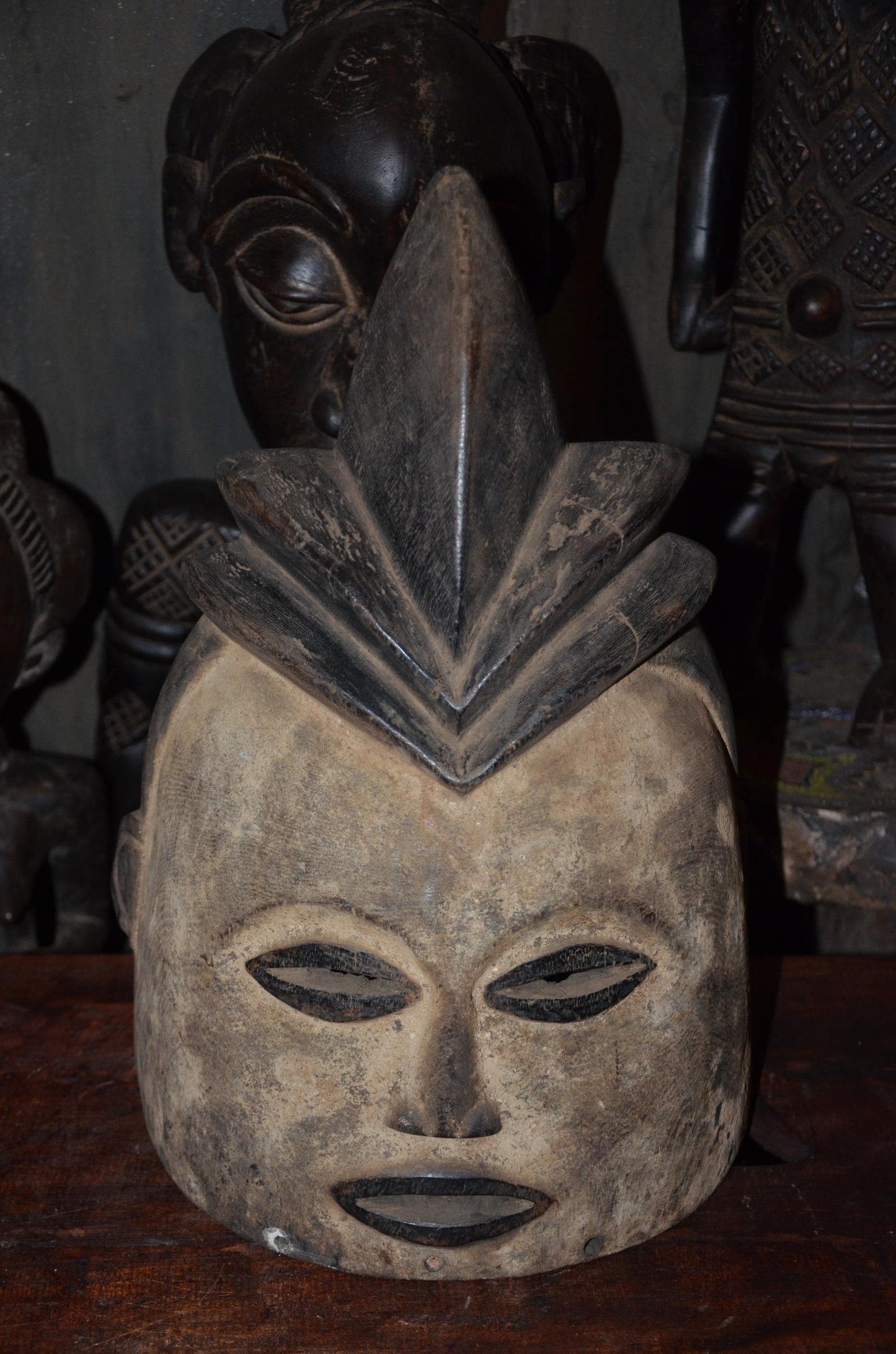 Authentic Luba Songye Helmet | Kikashi Female Spirit | Tribal Art Sculpture-269