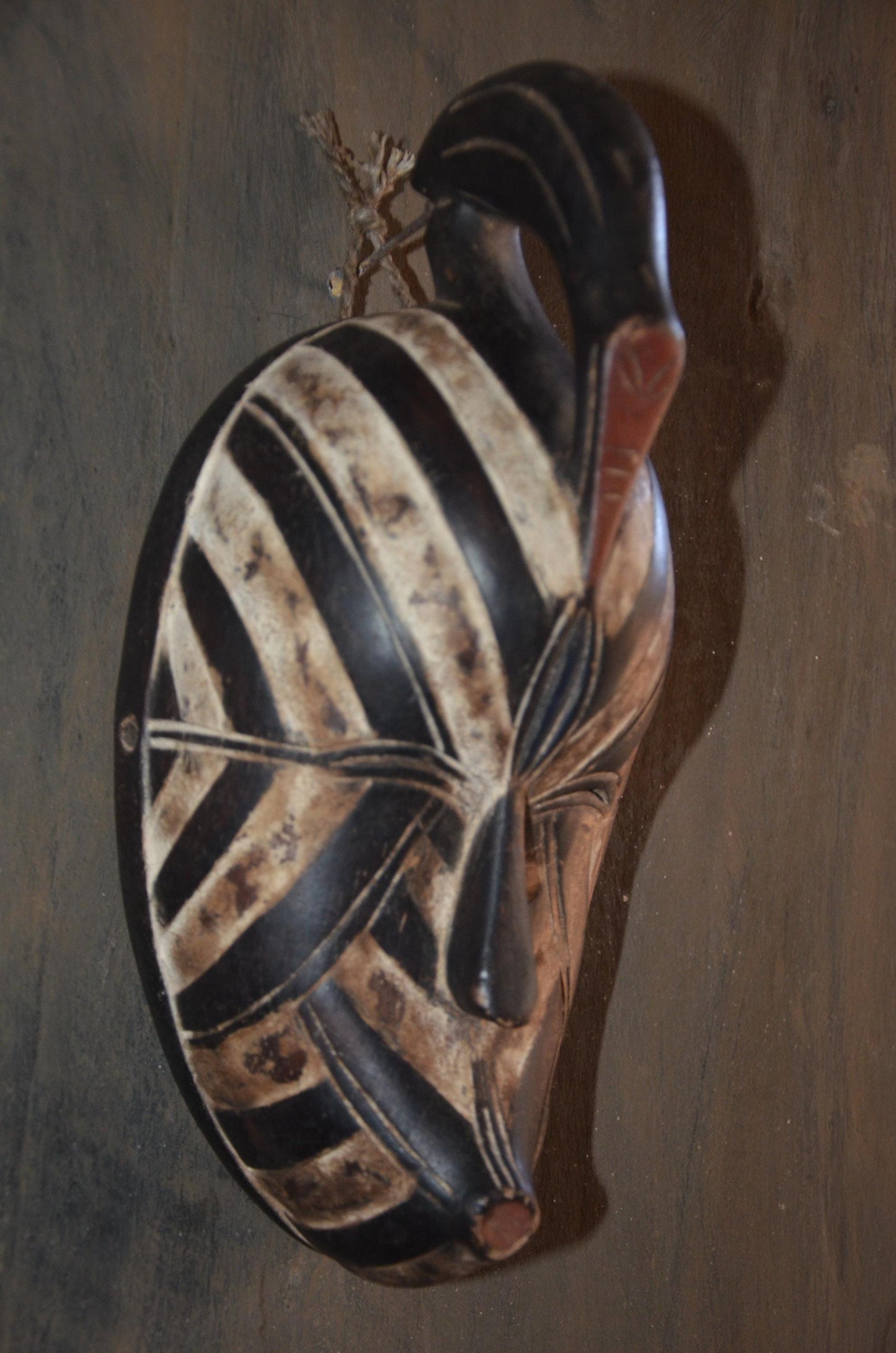 Songye Kifwebe Bird Mask – 13" Hand-Carved Wood Congo Art – Wall Decor