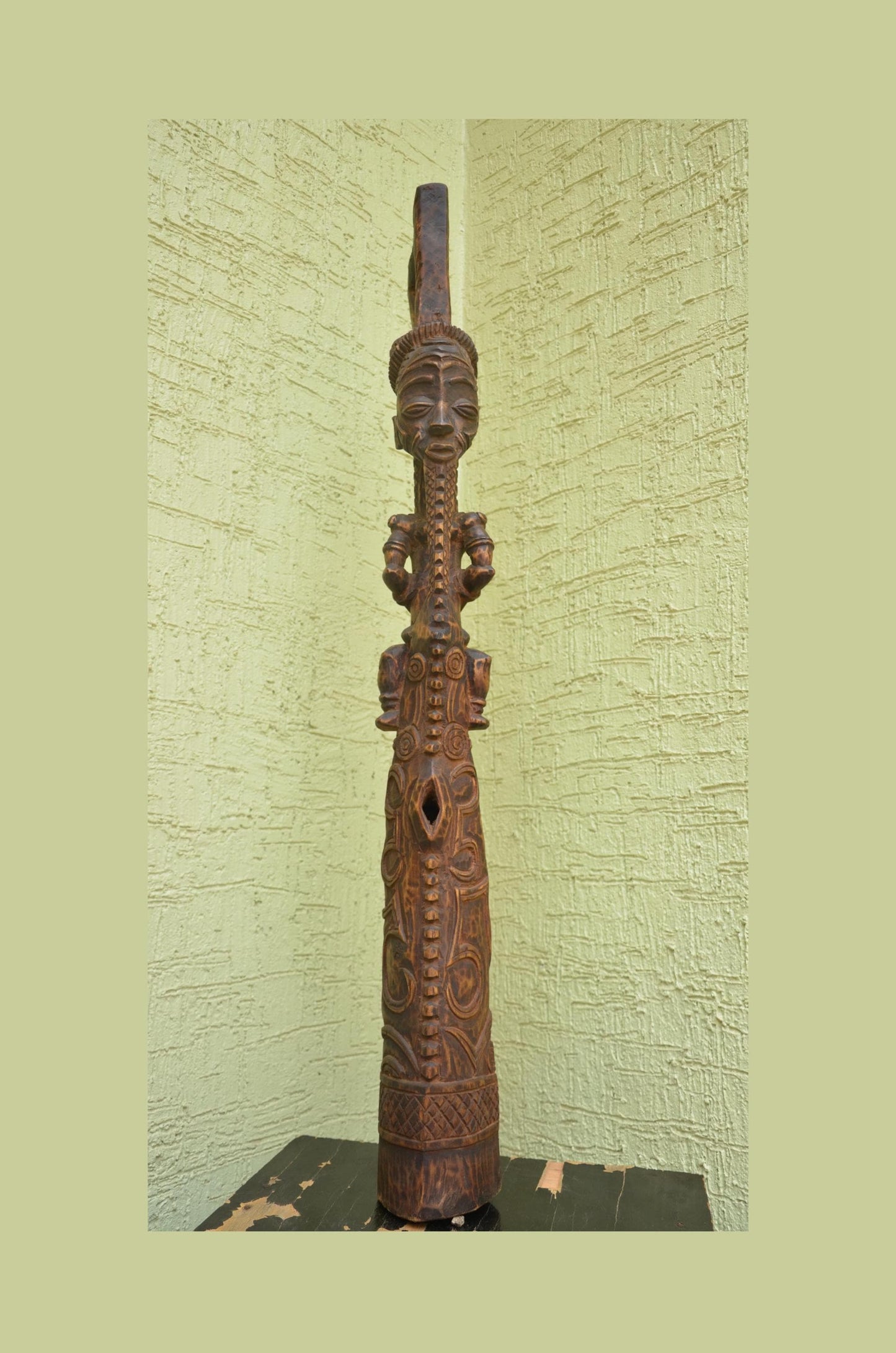 Lulua Signaling Horn â€“ 42" Large Hand-Carved Wood Prestige Instrument â€“ Art.