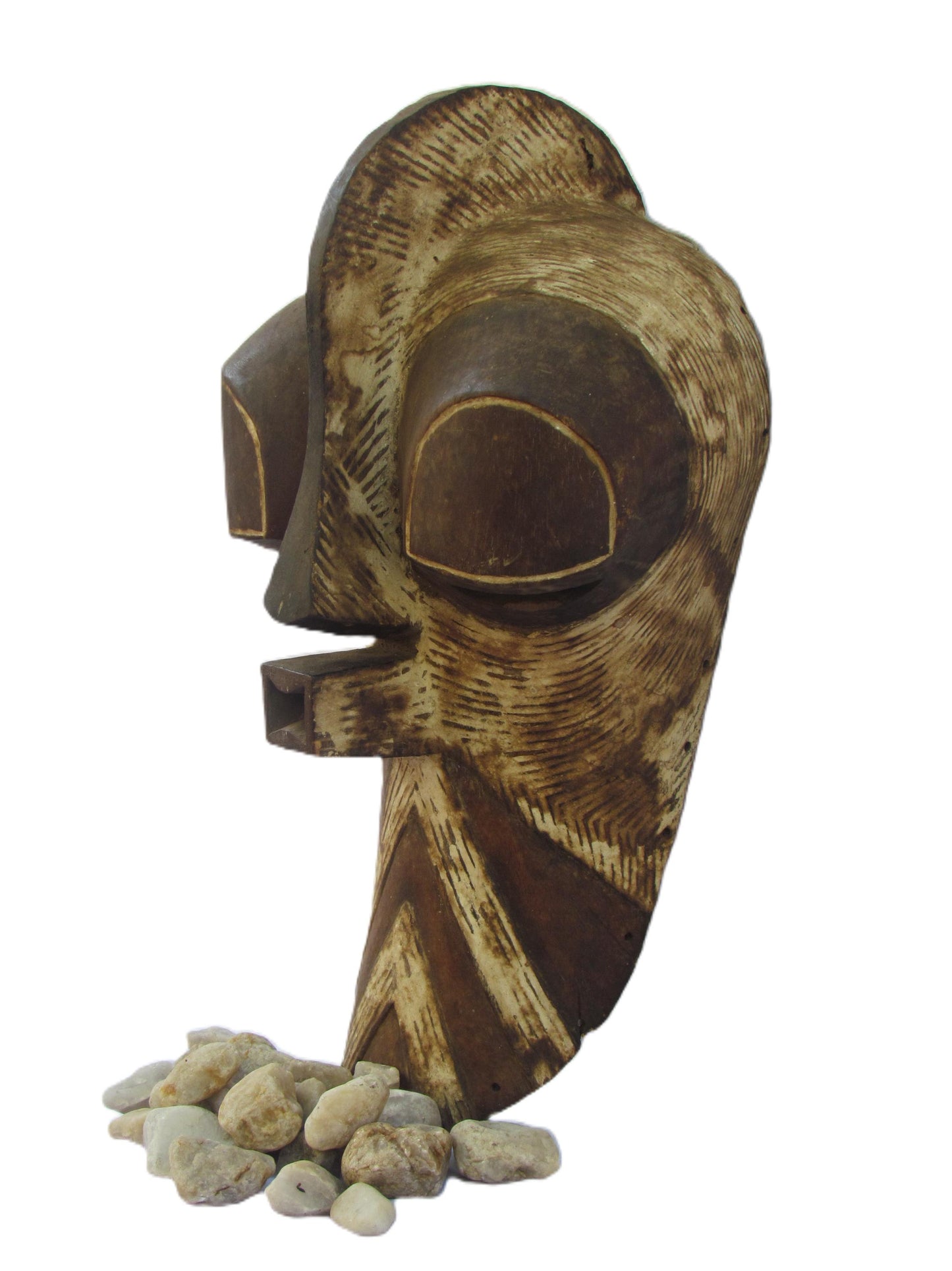 Authentic Songye Kifwebe Tribal Mask, Hand-Carved Congo African Face Mask, Bantu Art Wall Decor, Large Wooden Mask