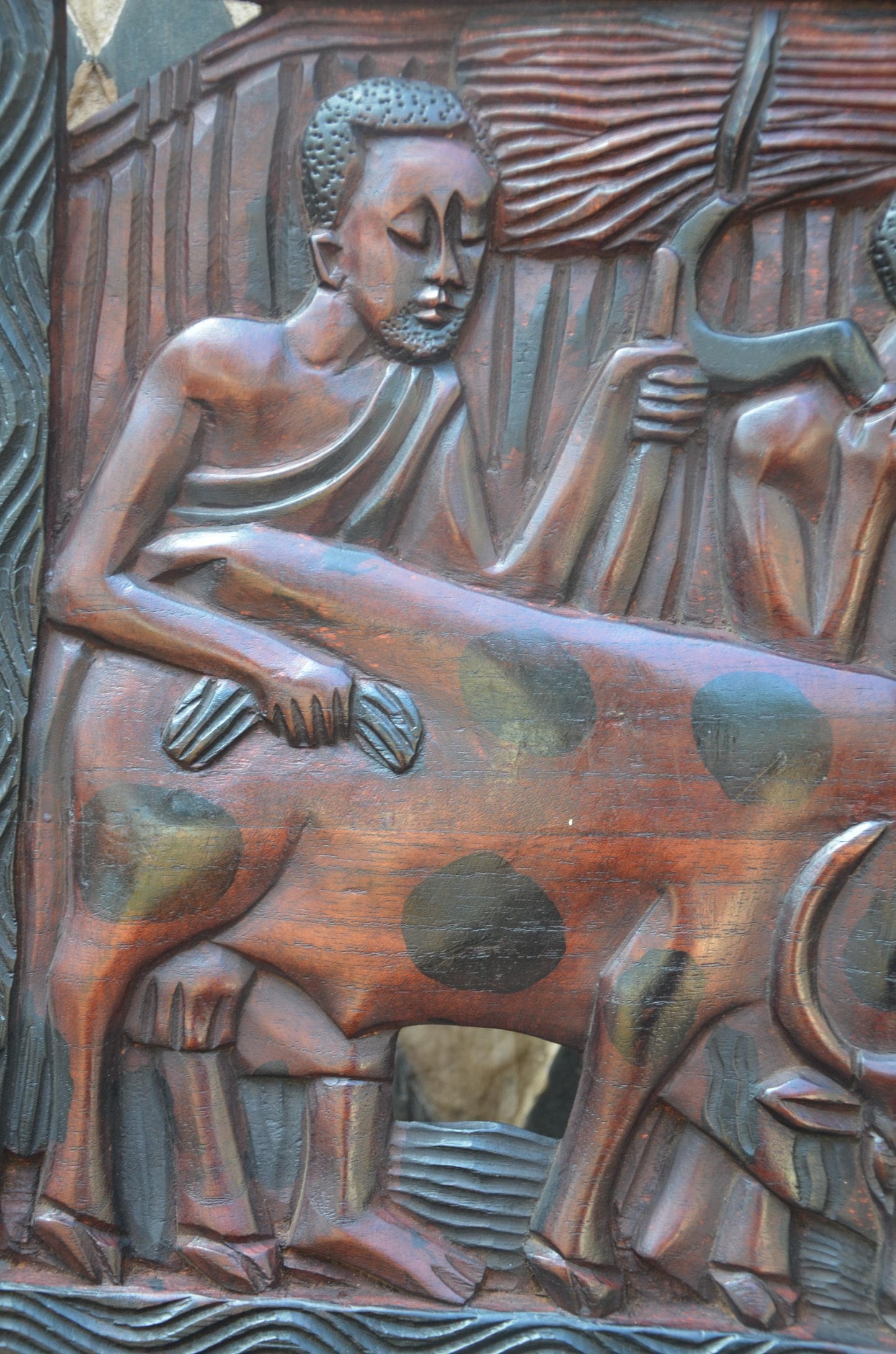 African Community Celebration Wall Plaque | Large Hand-Carved Wooden Relief Art | Village Gathering Wall Decor | Ethnic Sculptural Panel