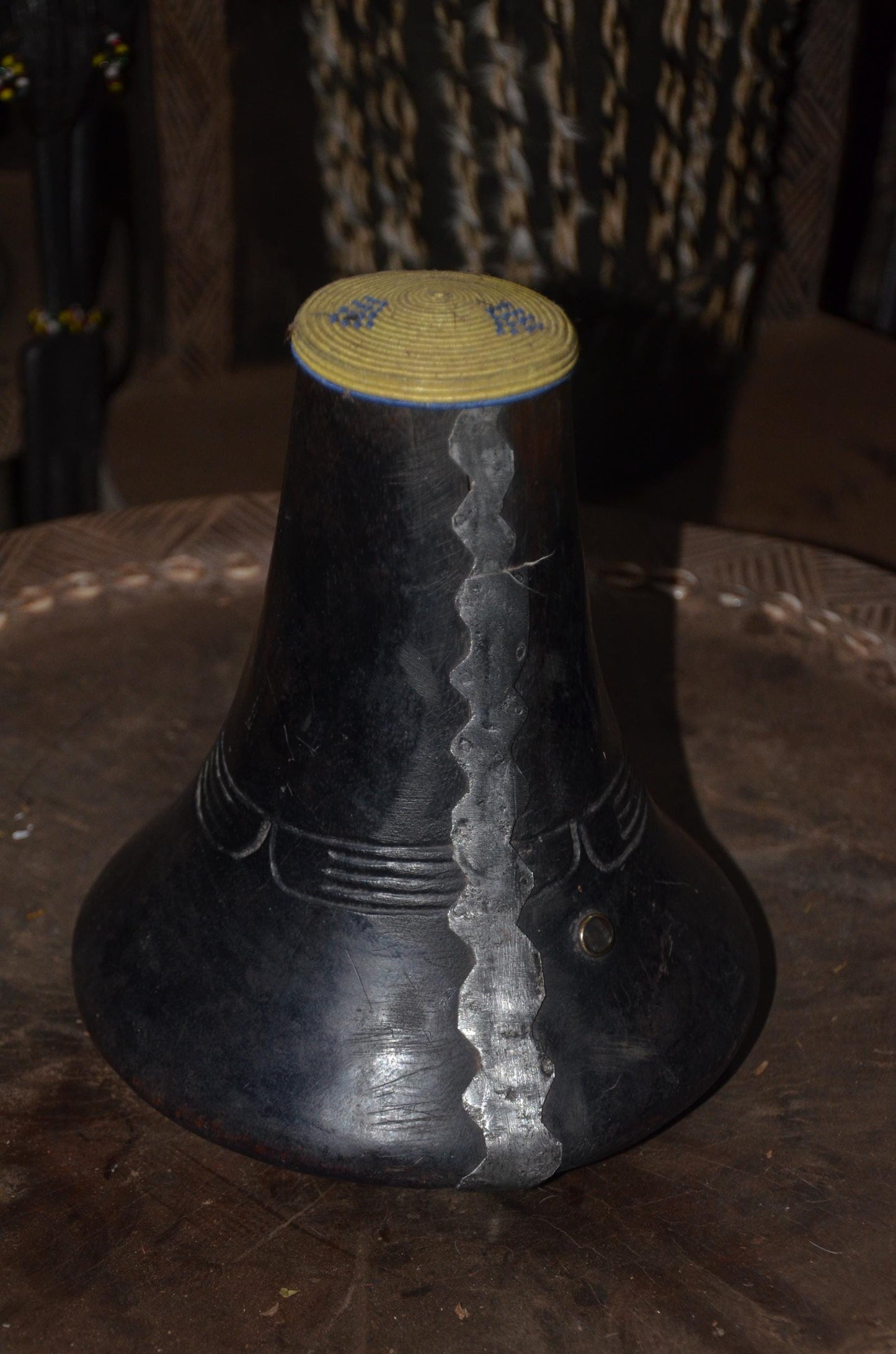 Traditional Rwandan Icyansi Wooden Milk Container | Hand-Carved Heritage Dairy Art