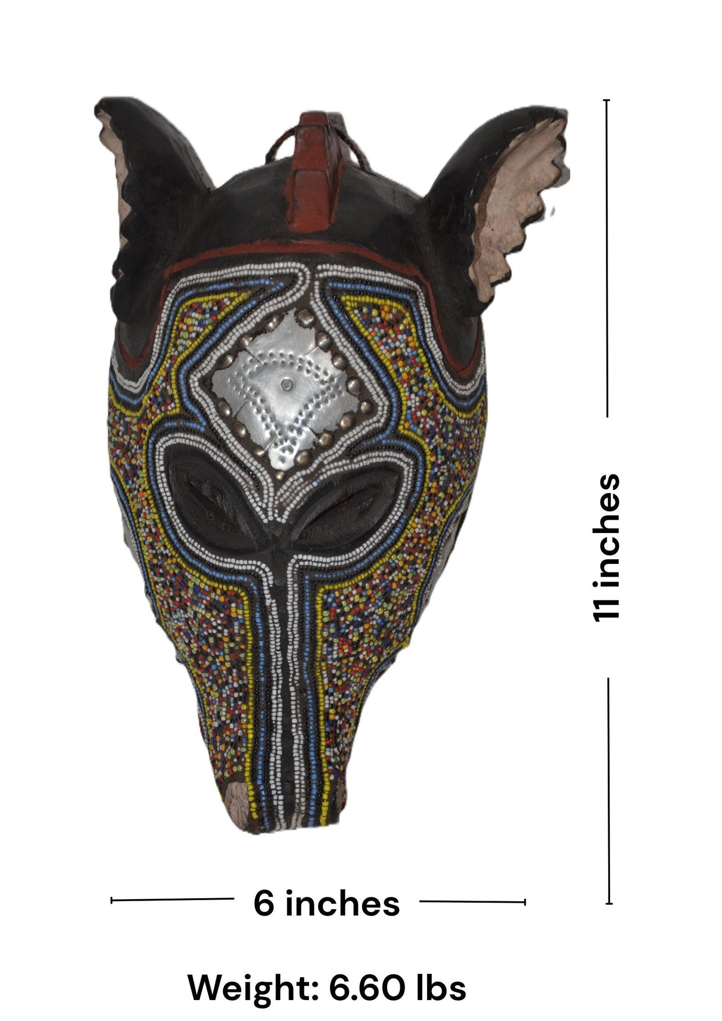 Handcrafted Kumu Beaded Antelope Mask – African Tribal Wall Decor, Handmade Art