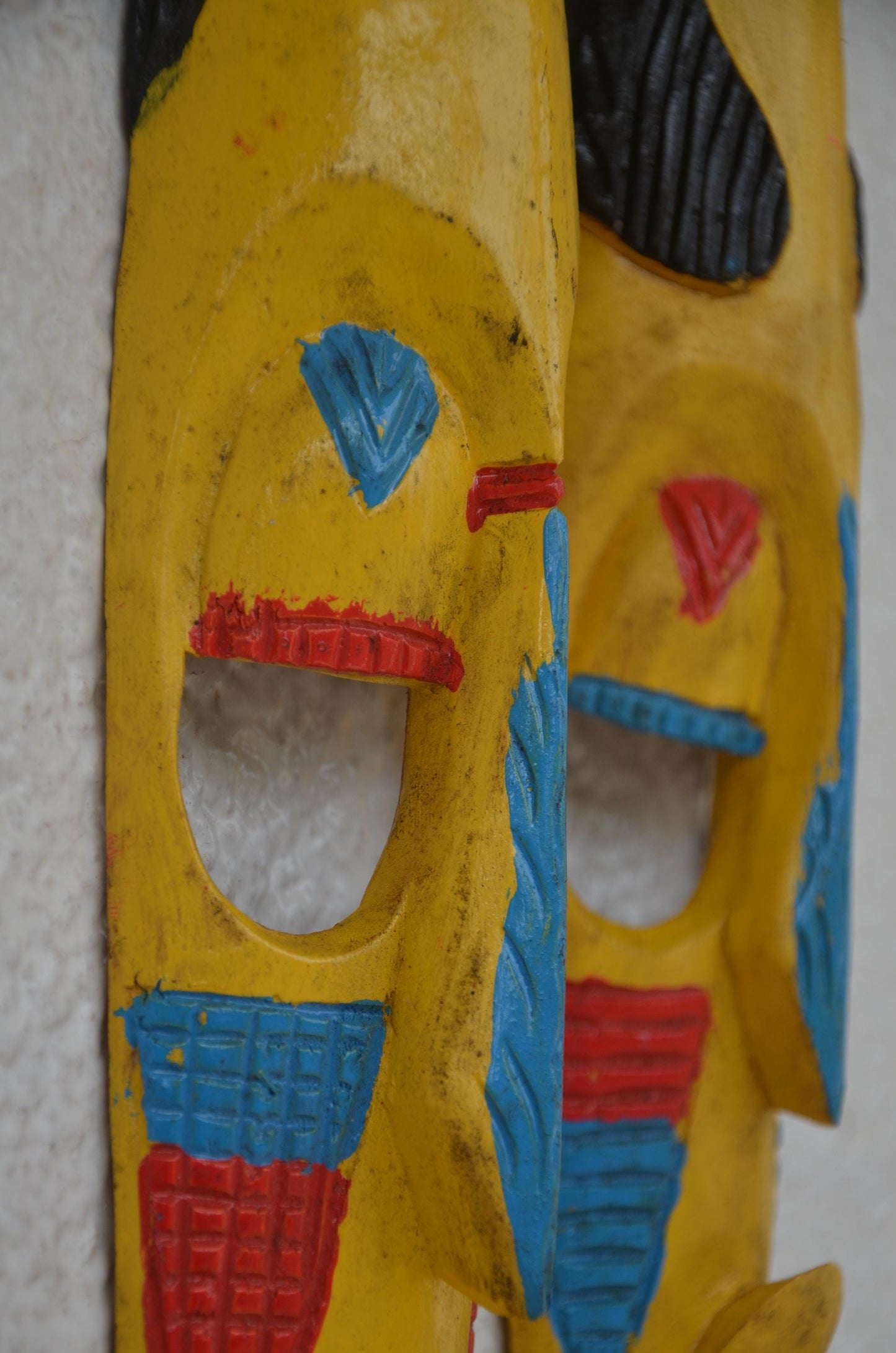 Hand-Carved Nyiginya Kingdom Wooden Facemask Couple | African Tribal Wall Art Decor