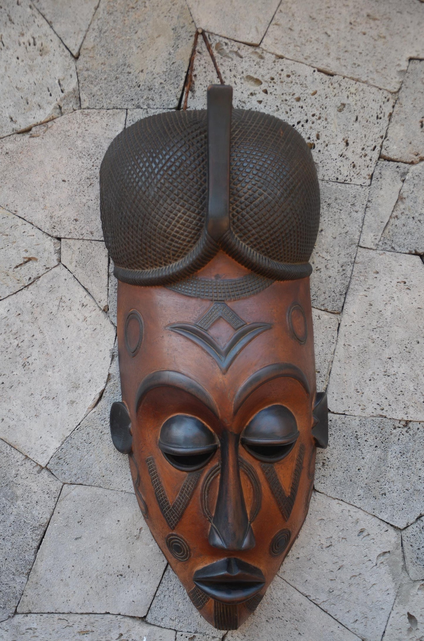 Authentic Chokwe-Style Mask | Elegant Angolan Tribal Wall Art