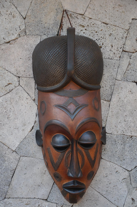 Authentic Chokwe-Style Mask | Elegant Angolan Tribal Wall Art