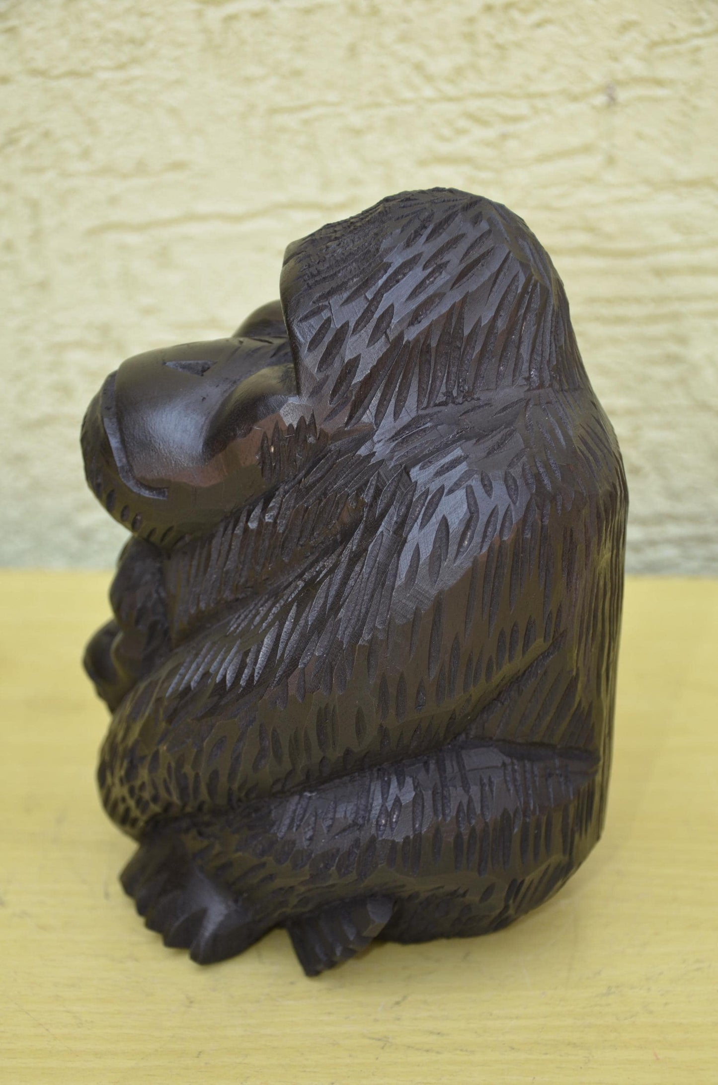 Hand Carved Wooden Mother and Baby Gorilla | Wildlife Art