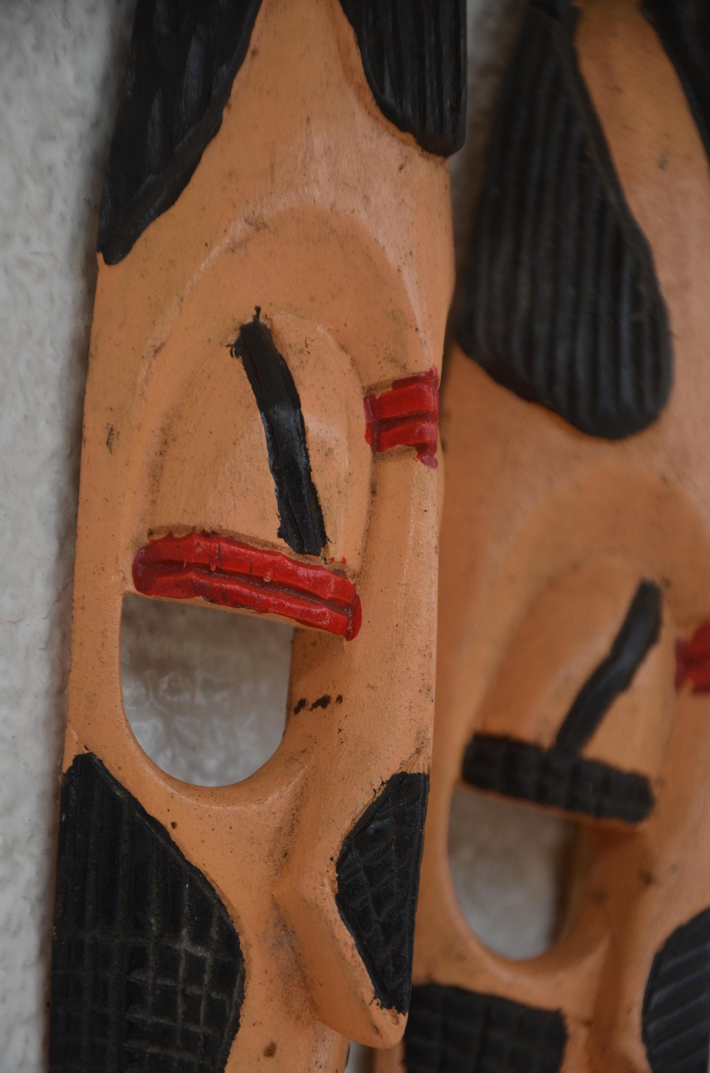 Wood Wall Art – Rwandan Nyiginya Kingdom Couple Masks, Hand-Carved African Wall Decor