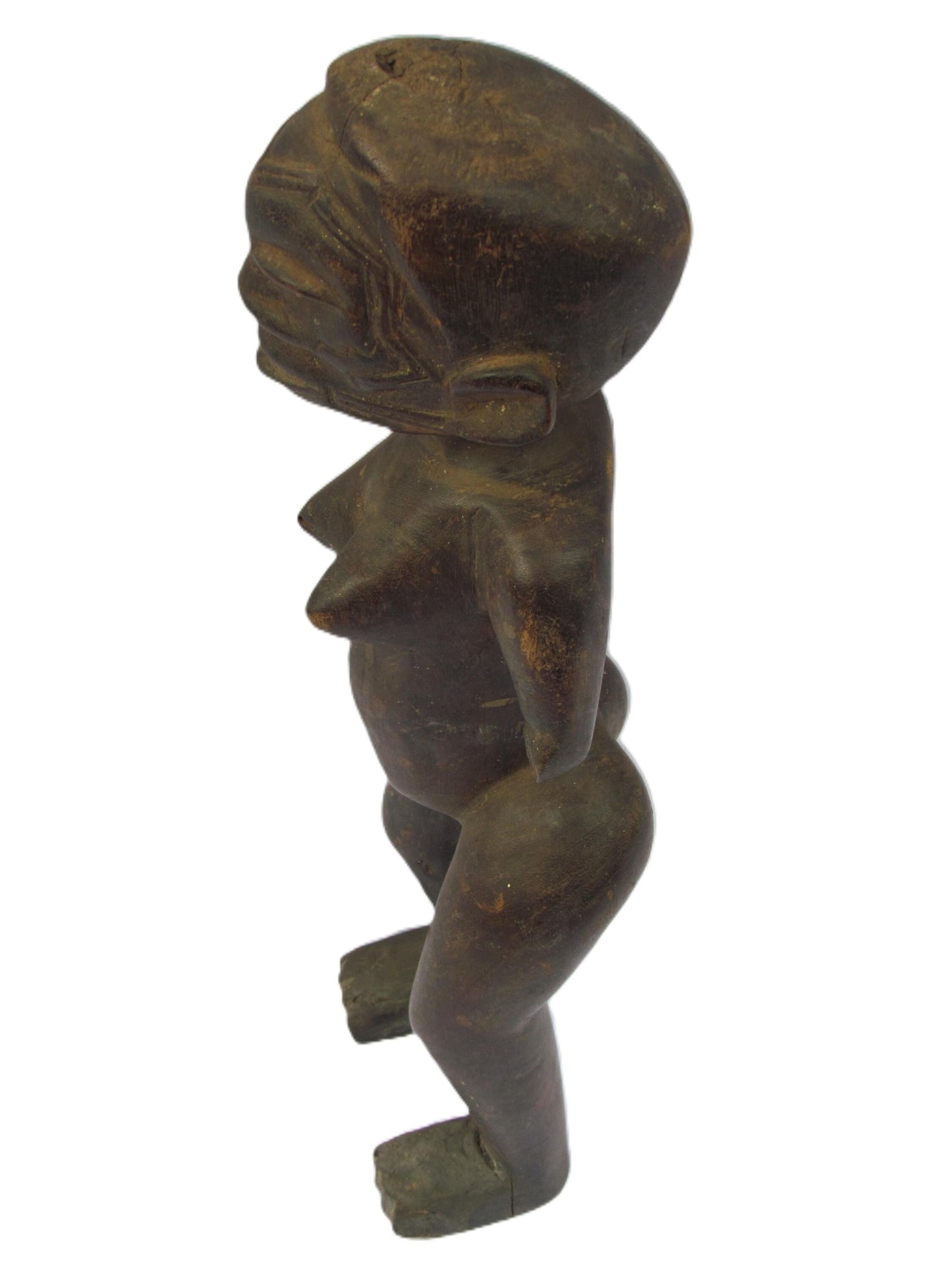 Statue originale antique Makonde Femme Rare Objet d'art primitif sculpté en bois Tanzanie Afrique.
