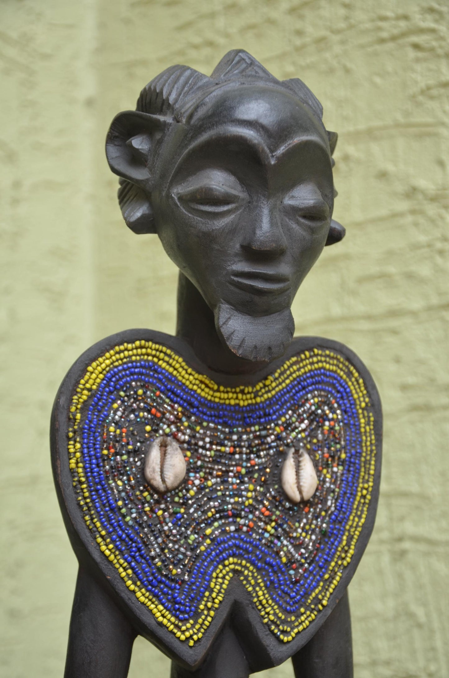 Namji Fertility Dolls â€“ 21" Hand-Carved Wood Cameroon Beaded Couple â€“ Art.