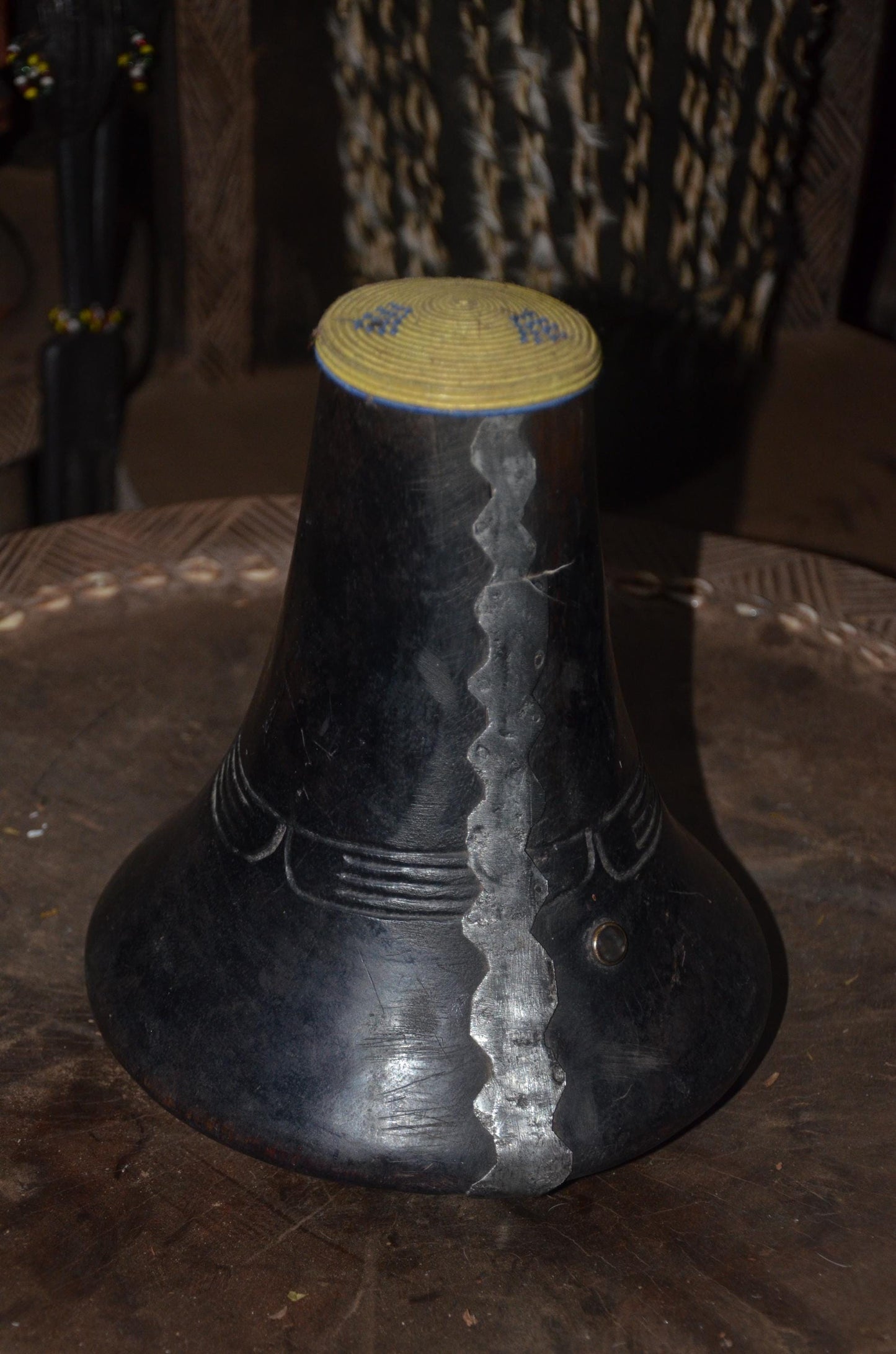 Traditional Rwandan Icyansi Wooden Milk Container | Hand-Carved Heritage Dairy Art