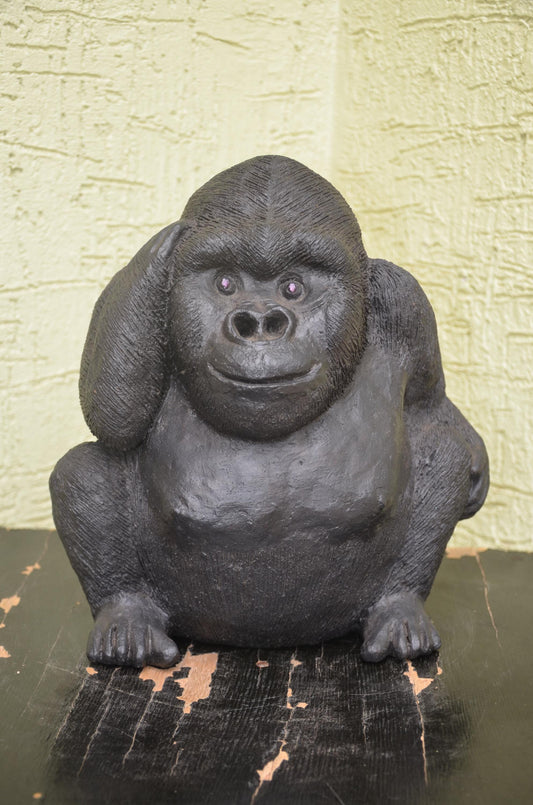 Handcrafted Clay Sculpture | Seated Gorilla