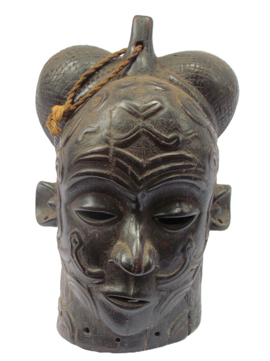 On Sale Intriguing Lulua Mask - Hand-Carved Wood Democratic Republic of the Congo Ritual Artifact Cultural Wall Hanging Earthy Brown