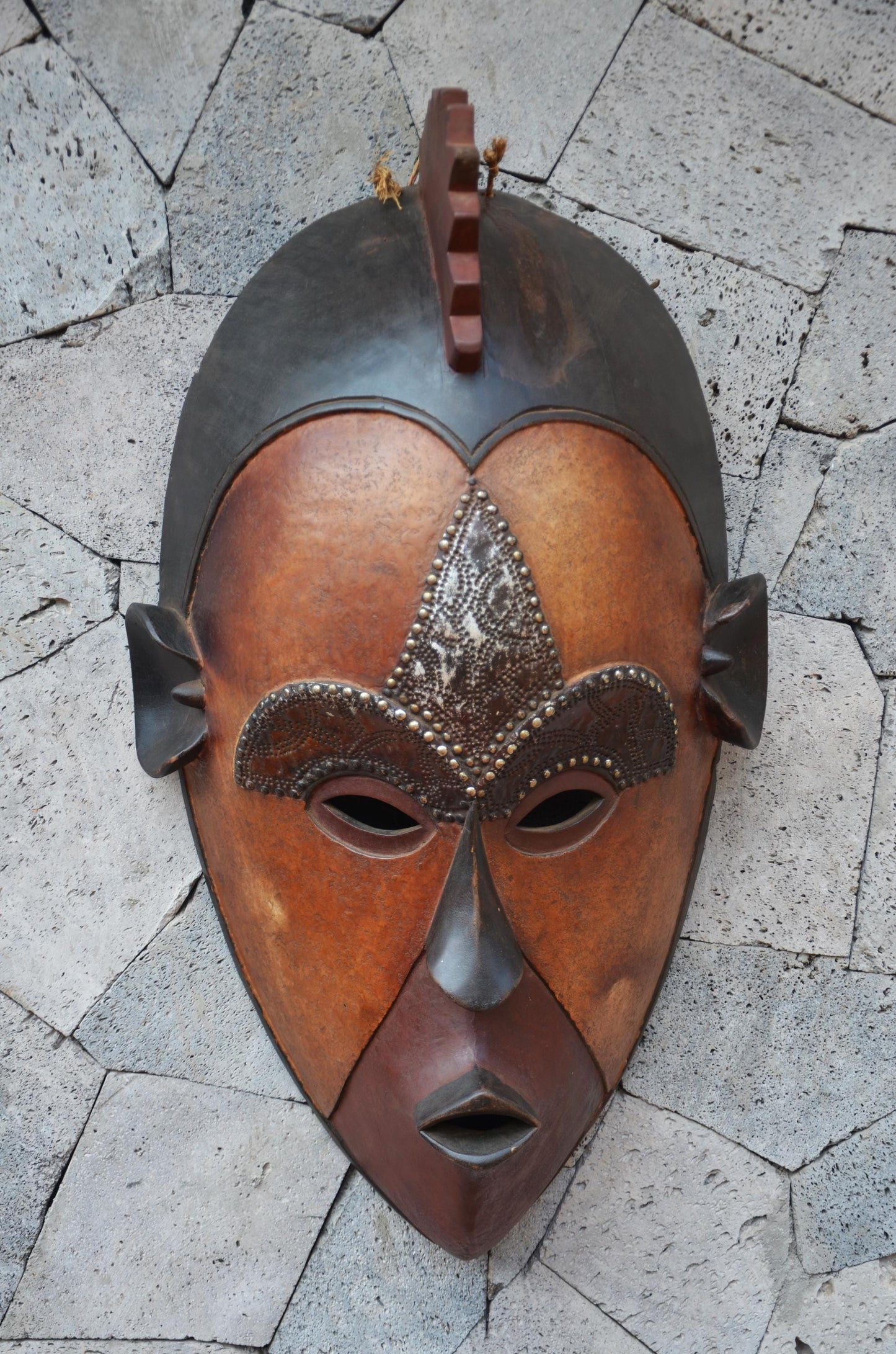 Authentic Yaure-Style Mask | Elegant Ivorian Tribal Wall Art