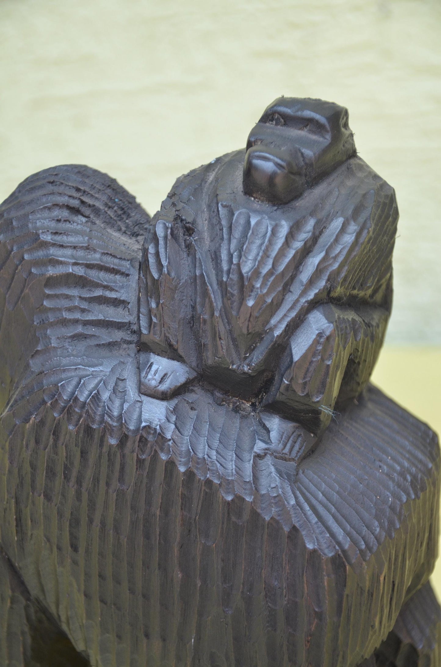 Hand Carved Wooden Mother and Baby Gorilla | Wildlife Art