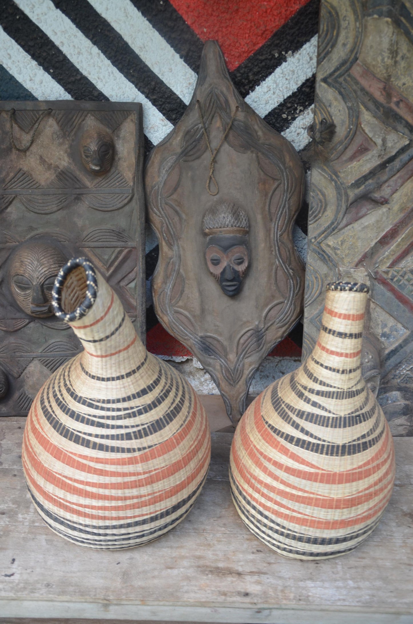 Rwandan Floor Vase | Large Woven Decorative Urn | Tall Artisan Woven Art