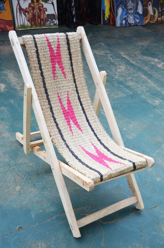 Hand-Woven African Sling Chair | Modern Bohemian Deck Chair