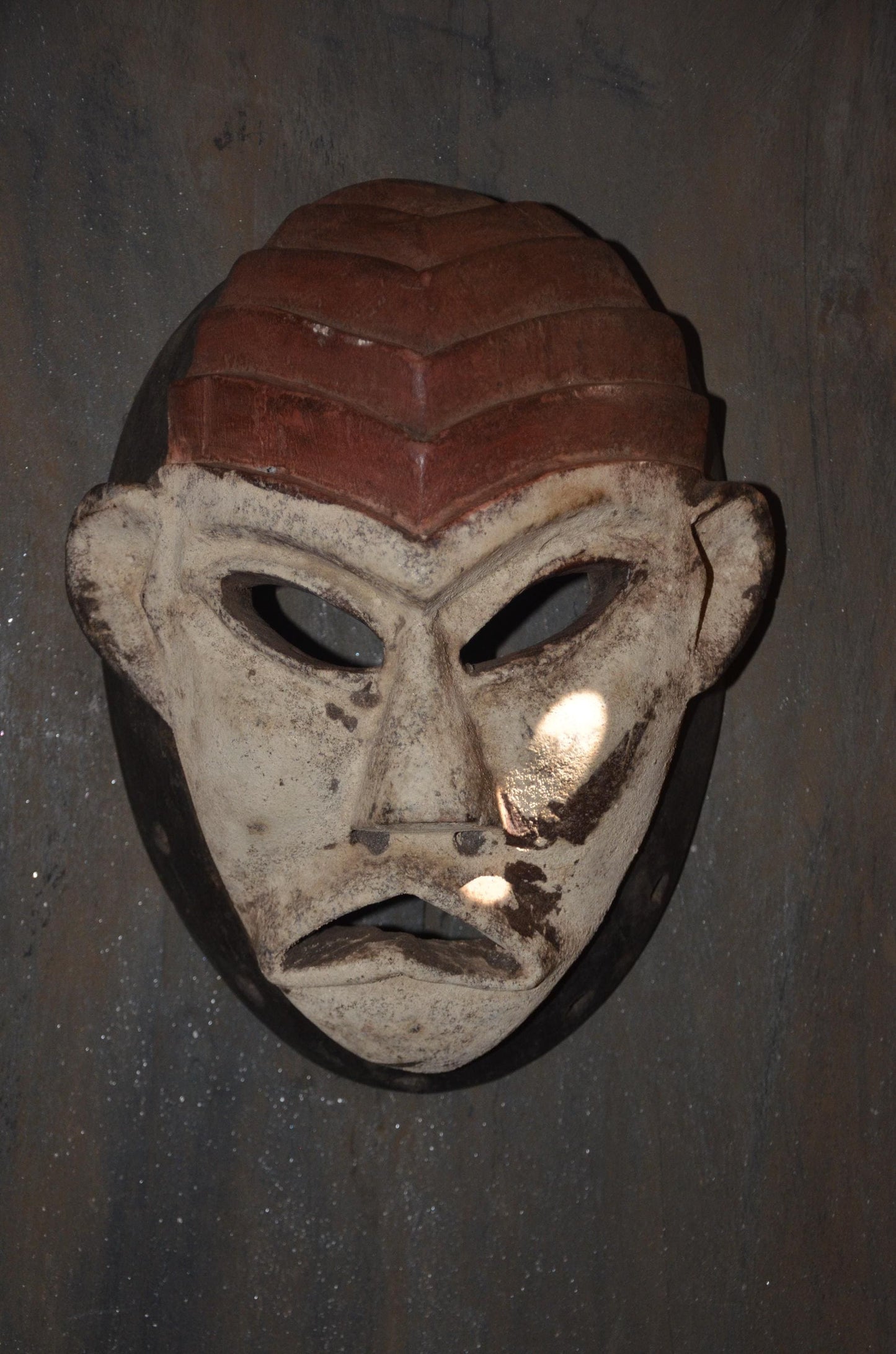 An Authentic Luba or Songye Kikashi Mask - 14" White Female Spirit Mask, Congo Kifwebe Wall Decor.