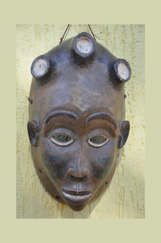 Baule Mask – 17" Hand-Carved Wood Mask – Ivory Coast Tribal Home Decor