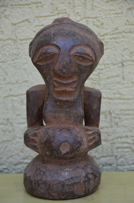 Authentic Luba Female Bowl Bearer Figure | Congolese Art