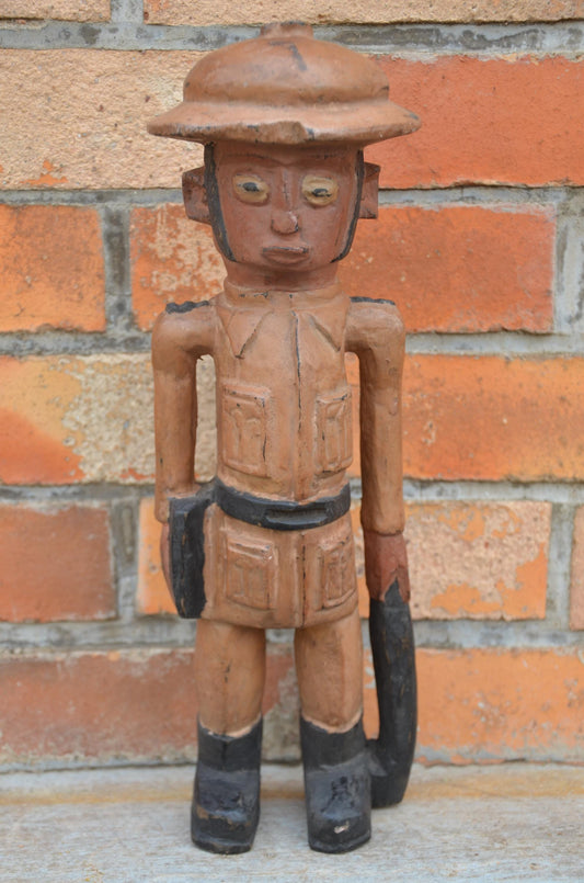 Authentic Colonial Master Statue | Historical African Folk Art