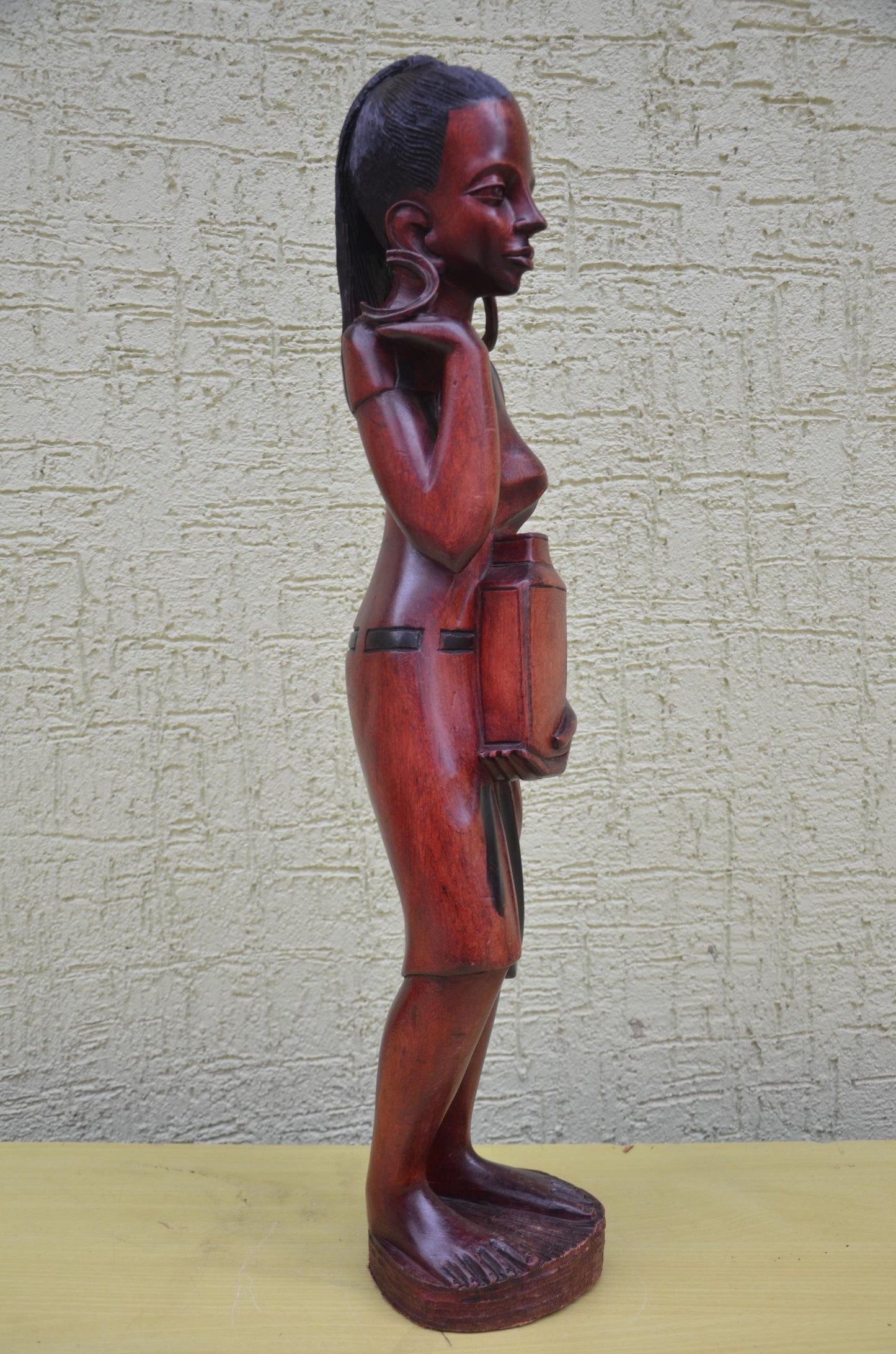 Large African Wooden Water Bearer Sculpture | Tribal Art