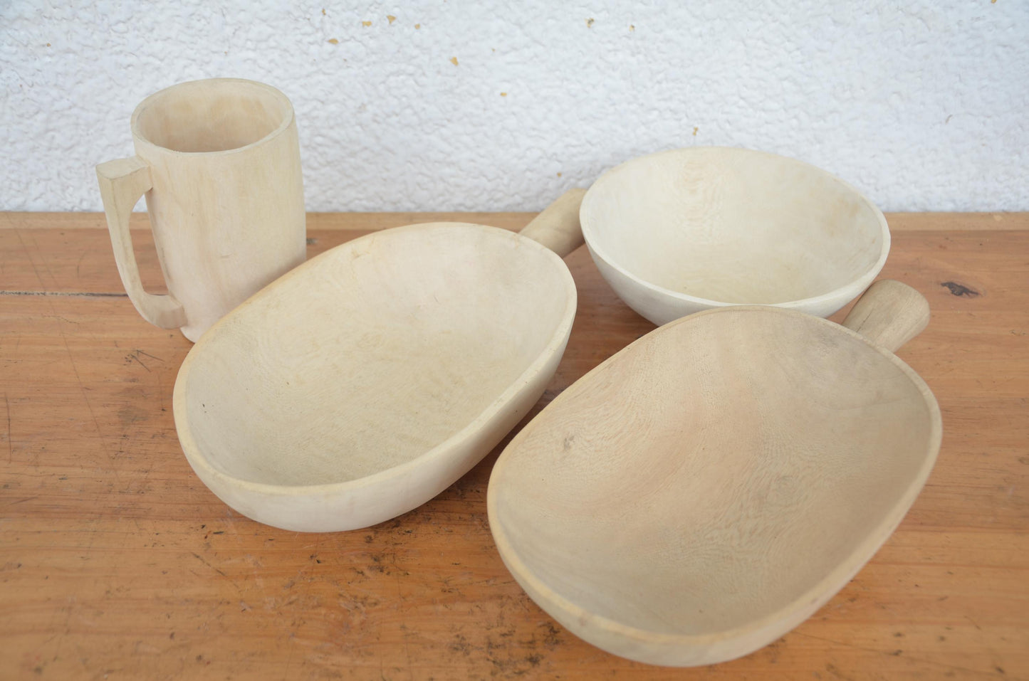 Hand-Carved Wooden Dish and Utensil Set | Artisan African Kitchen Decor