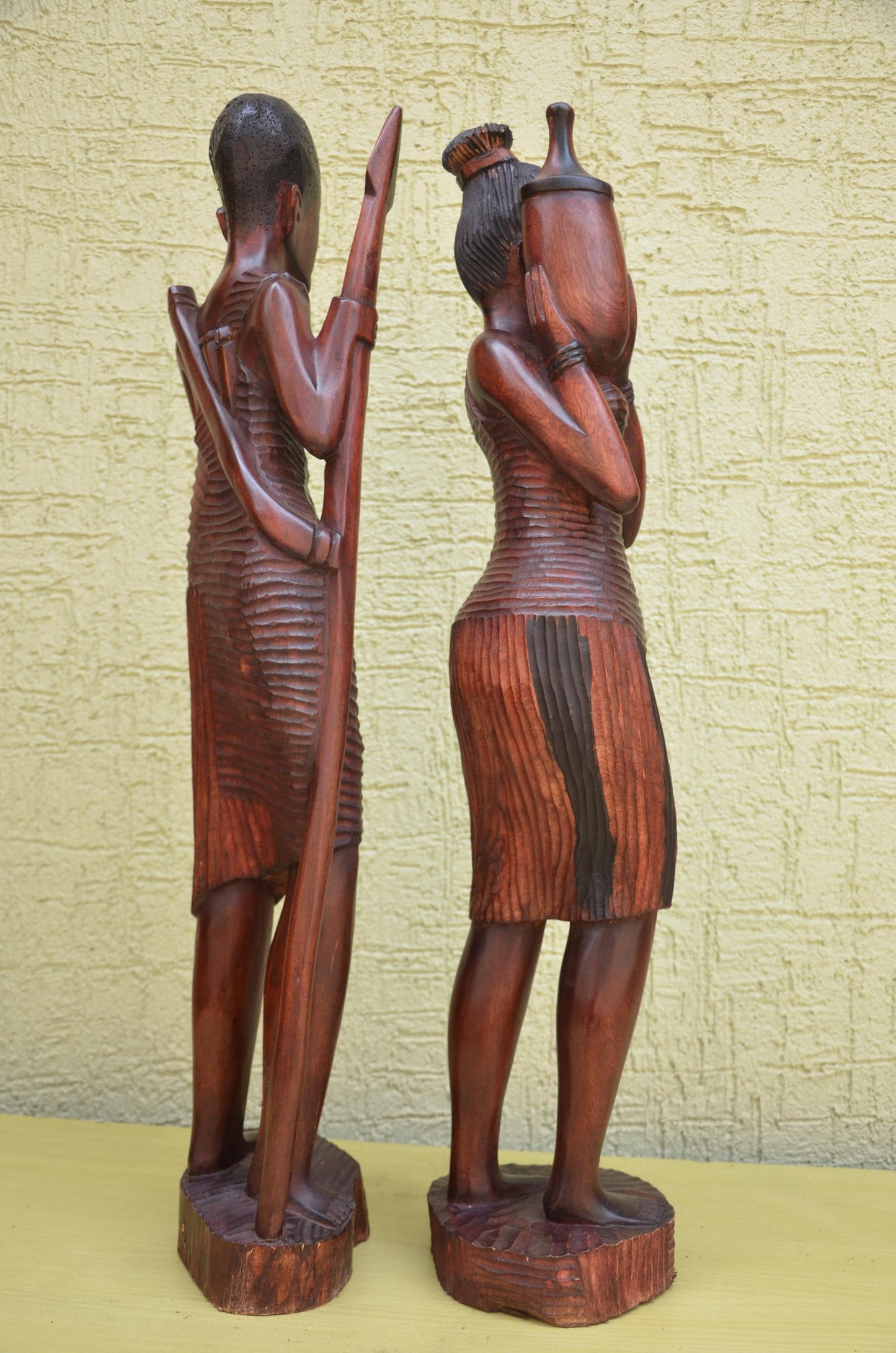 Pair of Hand-Carved African Wooden Sculptures | Tribal Art