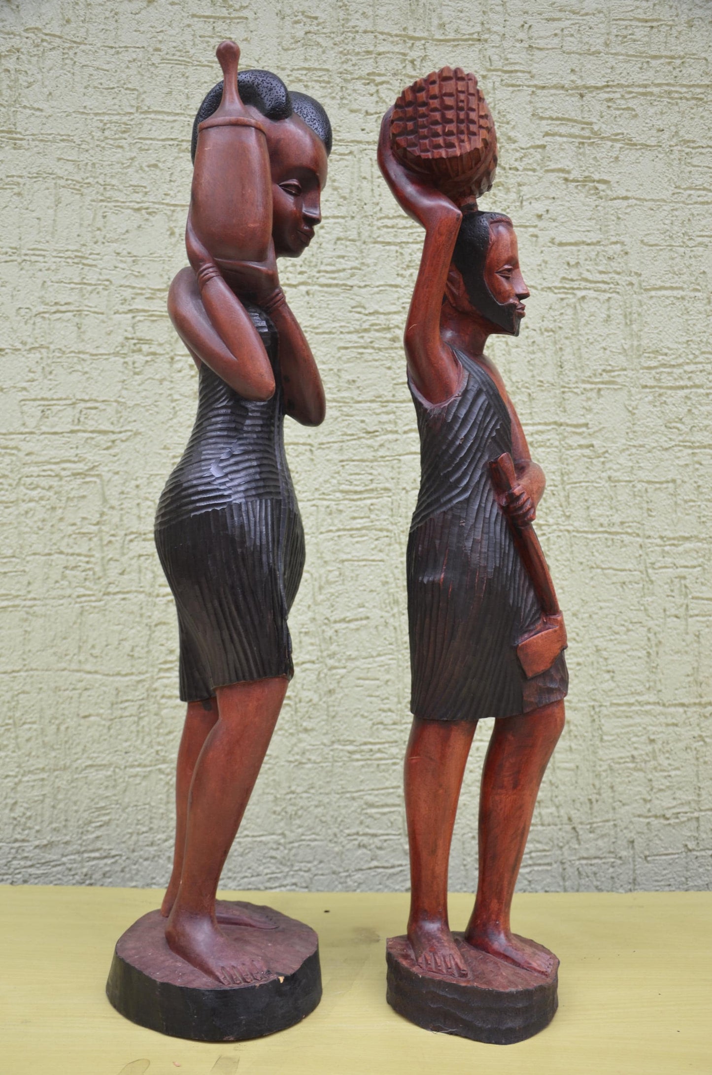 Pair of Hand-Carved African Community Statues | Tribal Art