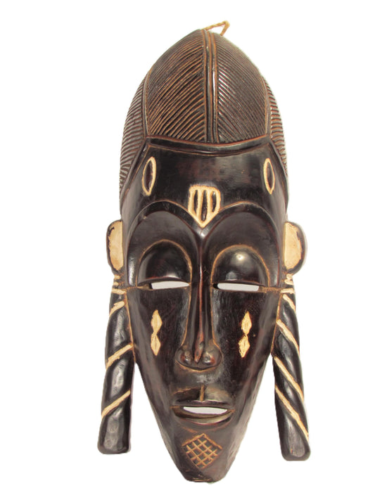 Authentic Yoruba Tribal Mask – Nigerian Handcarved Wood Wall Art, African Ethnic Decor, Vintage Sculpture