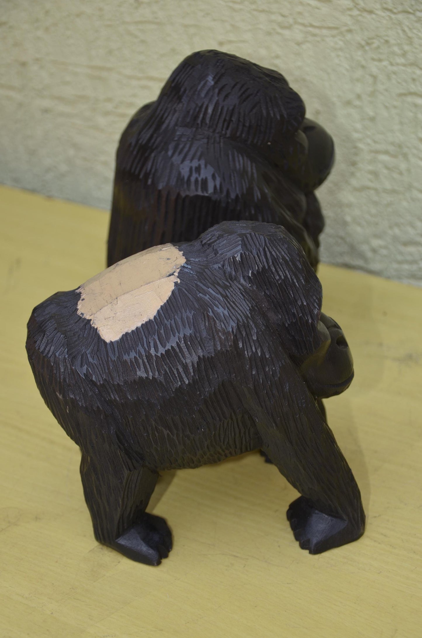 Large Hand Carved Wooden Gorilla Family Sculpture | Wildlife Art