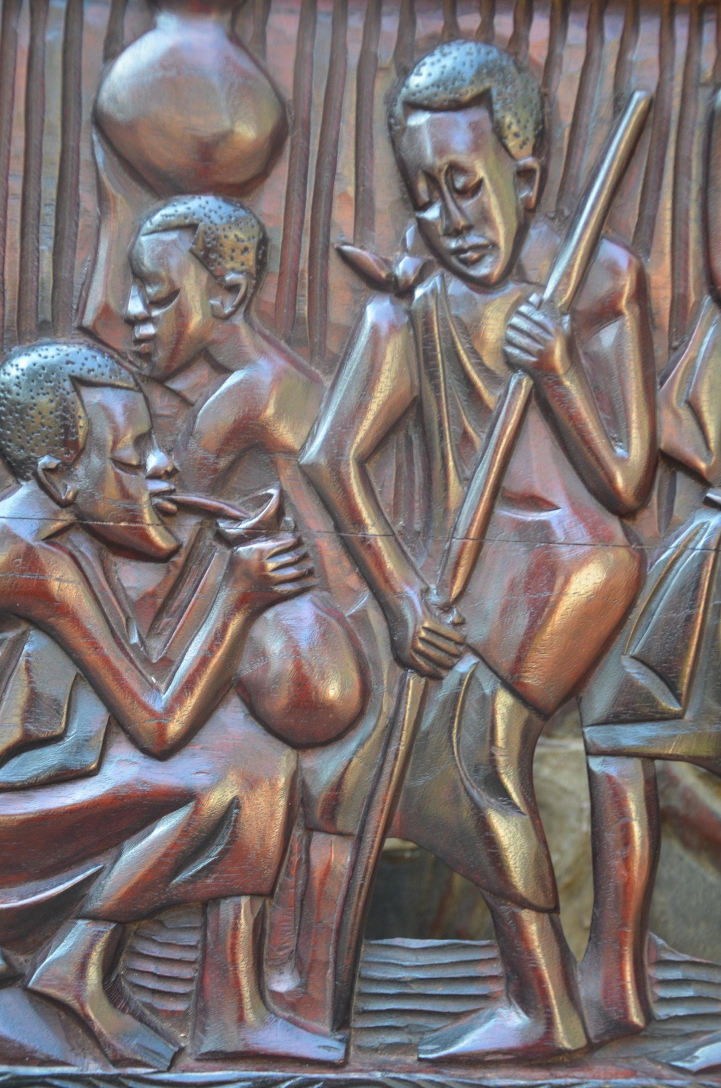 African Community Celebration Wall Plaque | Large Hand-Carved Wooden Relief Art | Village Gathering Wall Decor | Ethnic Sculptural Panel