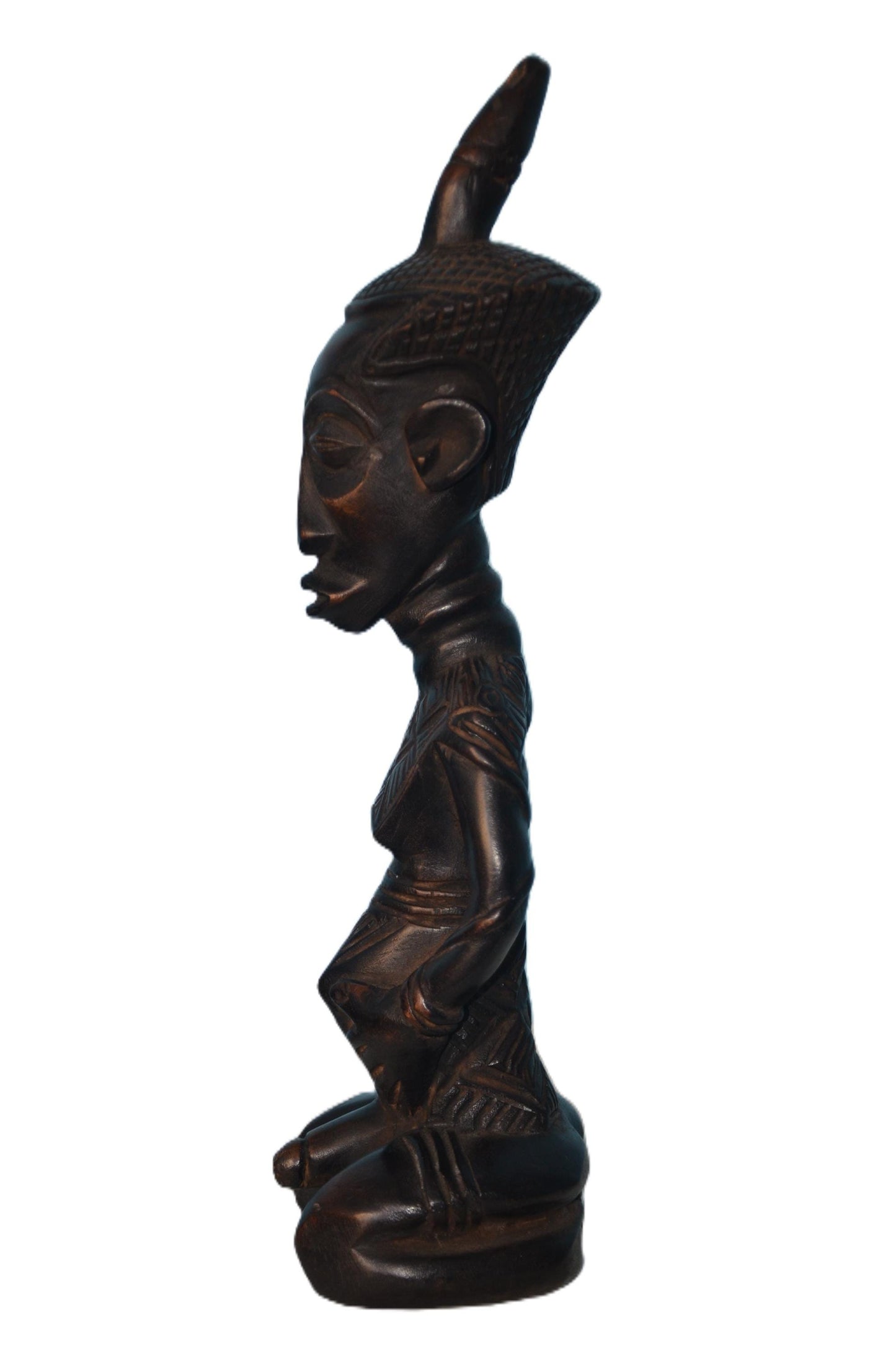 Ndengese African Wood Statue, Hand-Carved Congo Ancestor Figure
