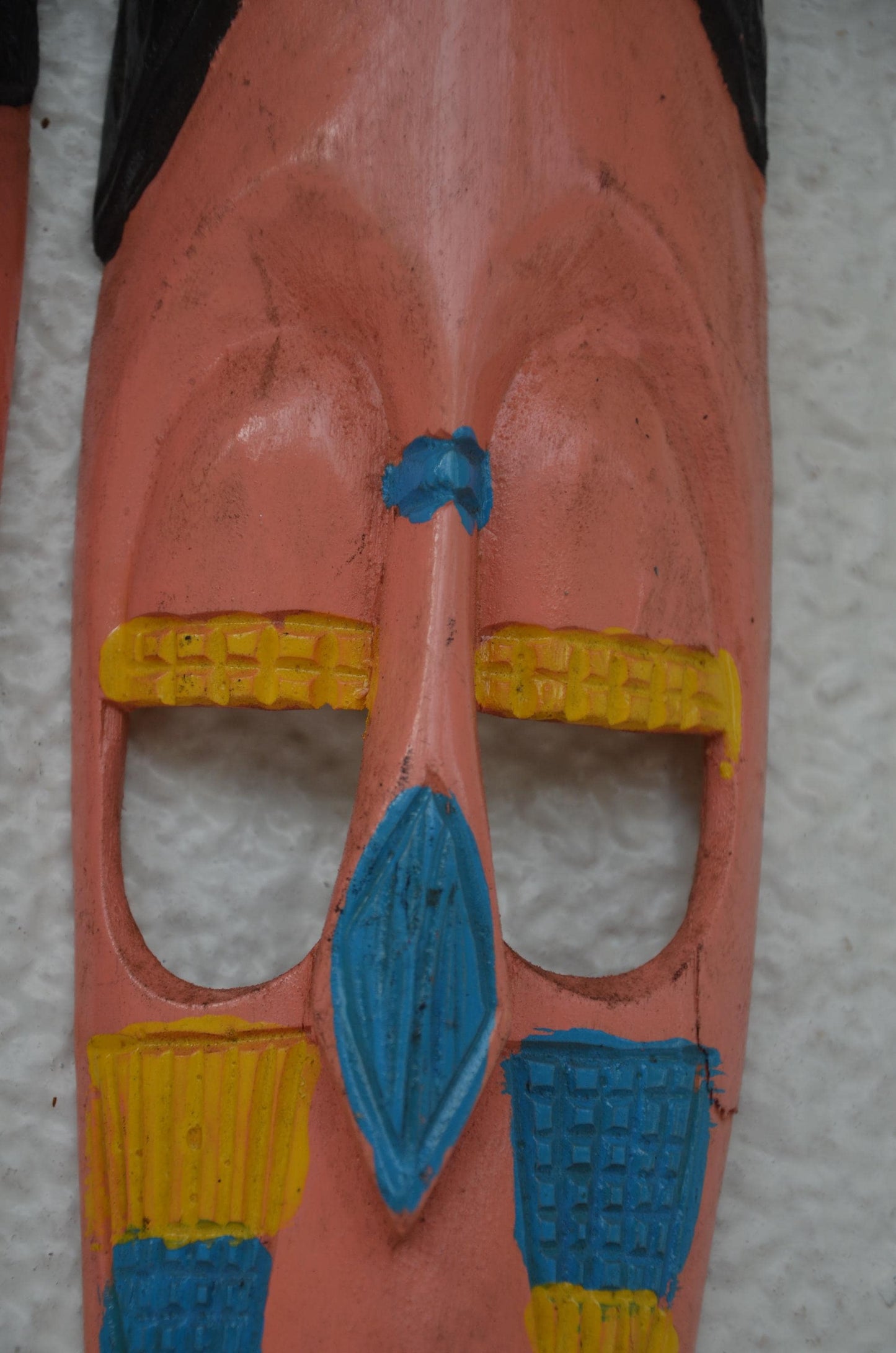 Hand-Carved Nyiginya Kingdom Peach Wooden Facemask Couple | African Tribal Wall Art Decor