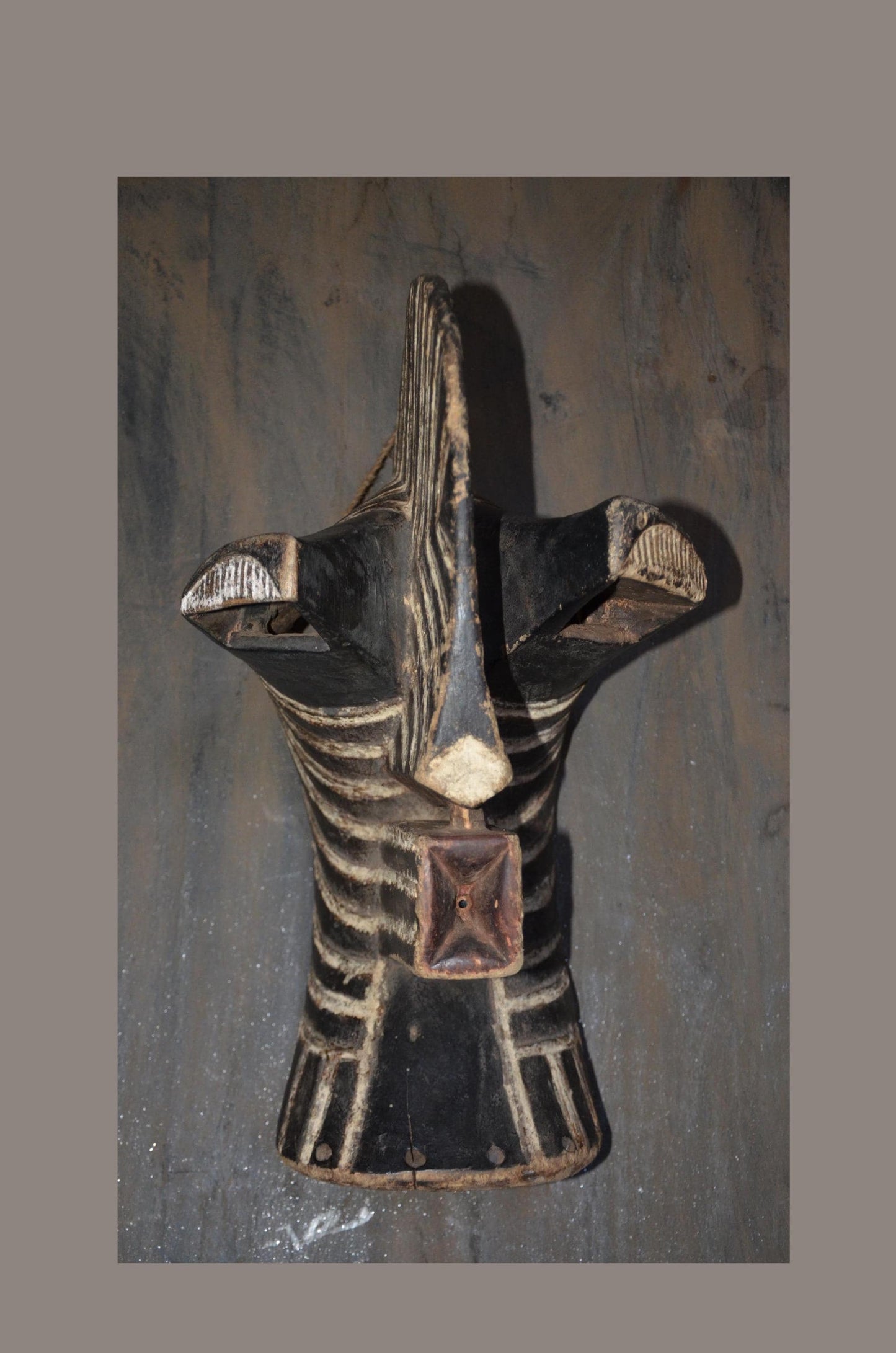 Male Songye Kifwebe Mask – 19" Large Congo Tribal Wall Art – Wooden Decor