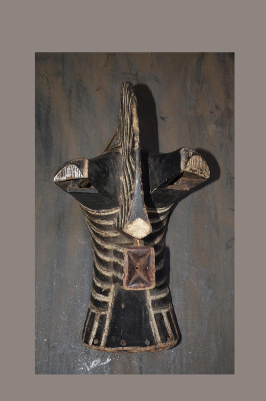 Male Songye Kifwebe Mask – 19" Large Congo Tribal Wall Art – Wooden Decor