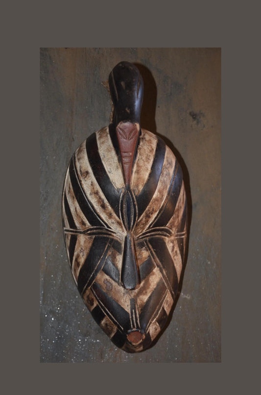 Songye Kifwebe Bird Mask – 13" Hand-Carved Wood Congo Art – Wall Decor
