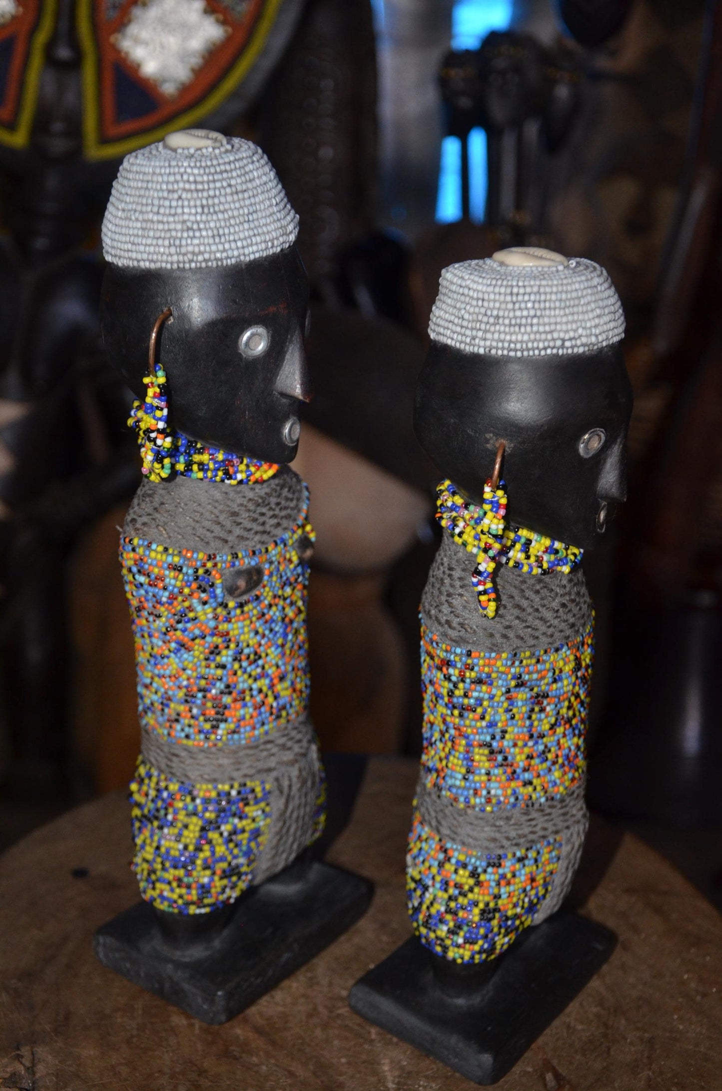 Cameroonian Namji Doll | Hand-Beaded Tribal Statue | Authentic Fertility Talisman