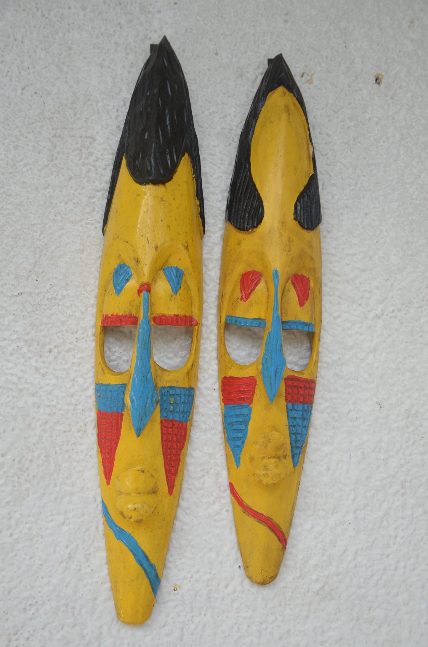 Hand-Carved Nyiginya Kingdom Wooden Facemask Couple | African Tribal Wall Art Decor