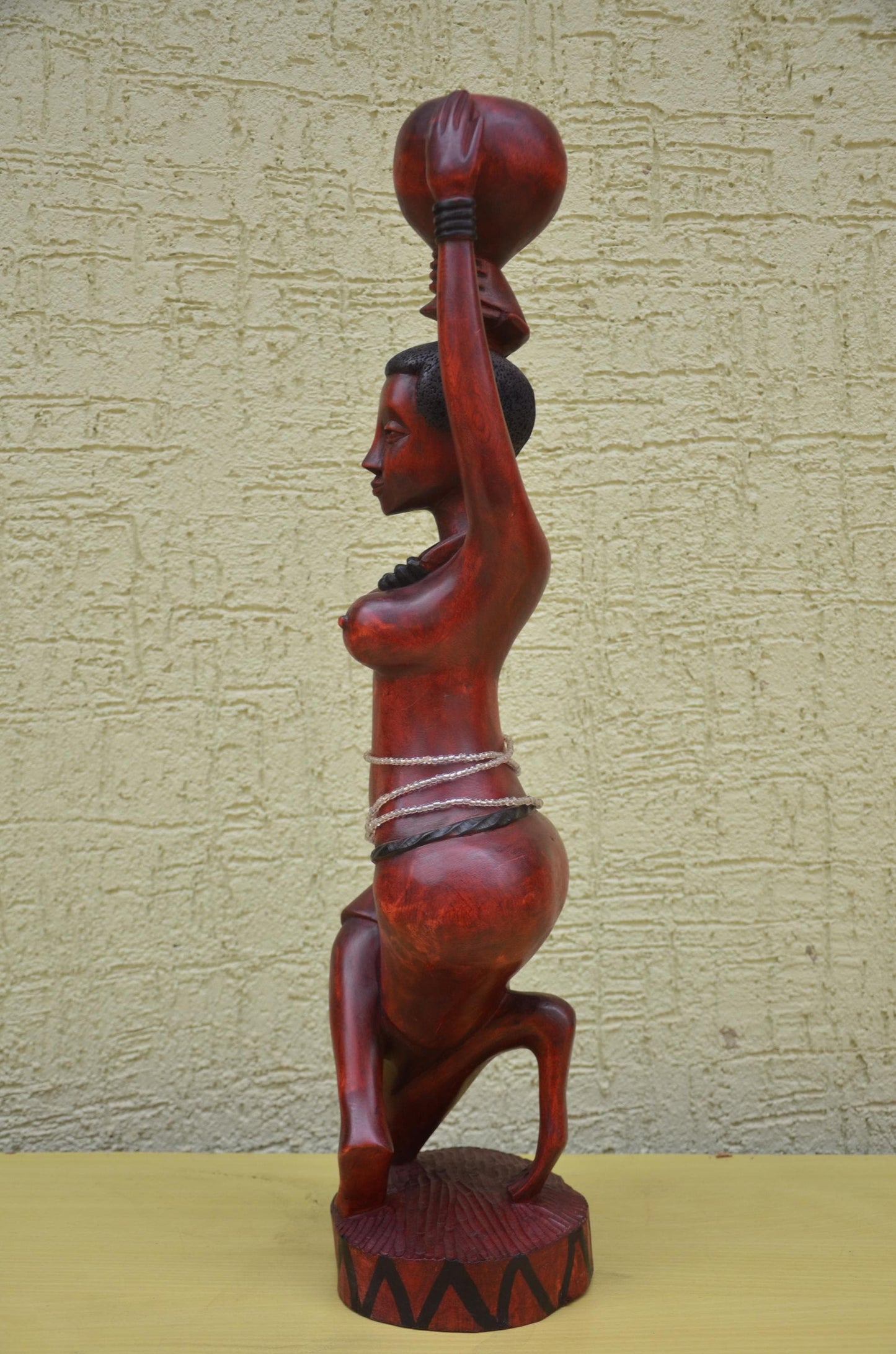 Large African Wooden Water Bearer Figurine | Tribal Art