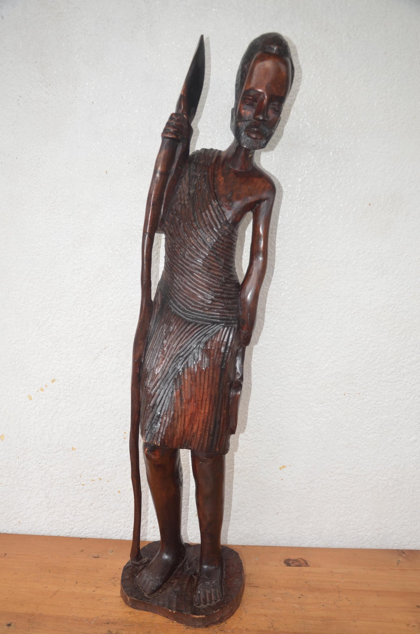 Hand-Carved Wooden Rwanyonga Fighter Statue | African Tribal Art Sculpture