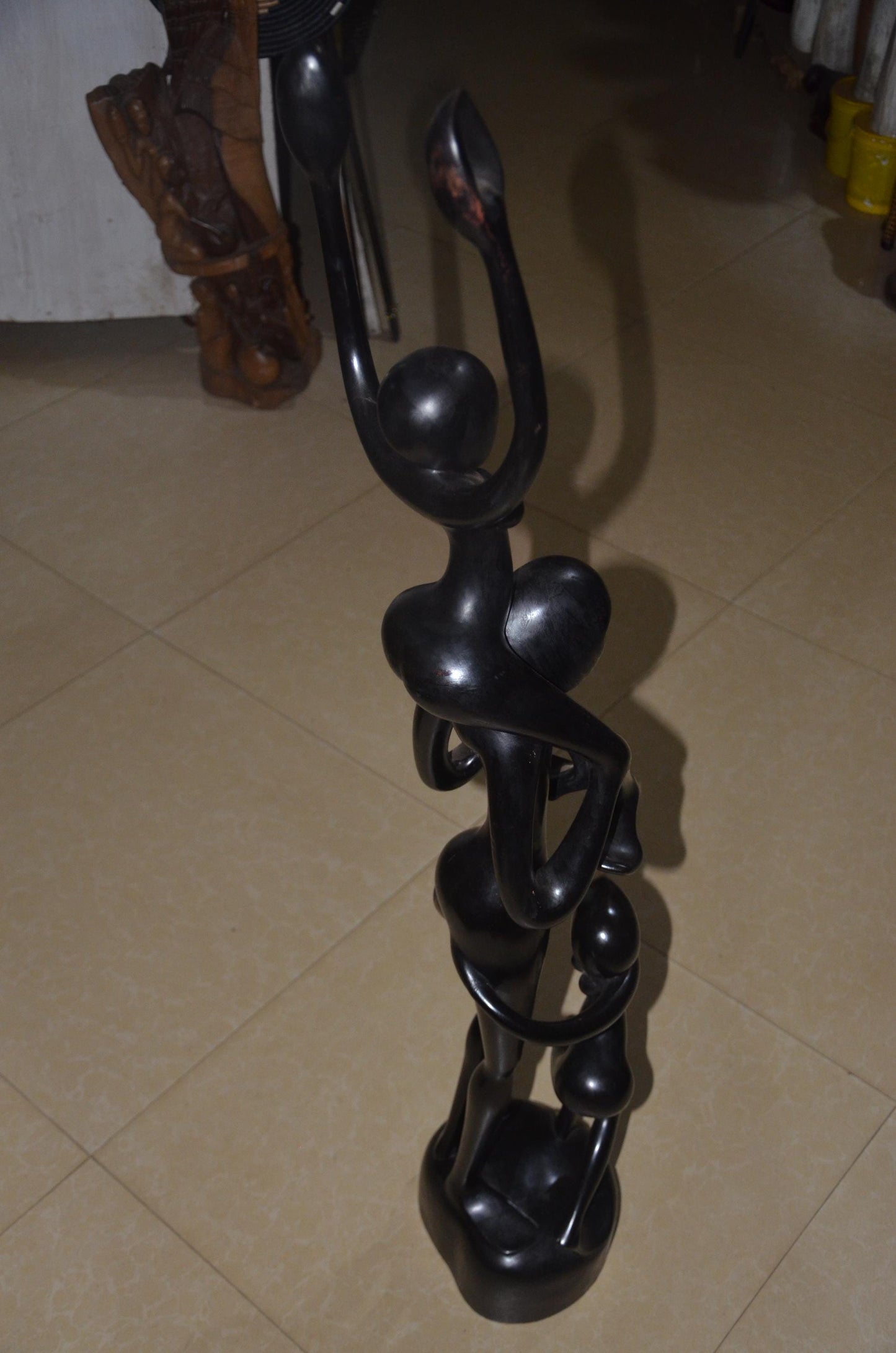 Hand-Carved African Abstract Family Ascent Sculpture