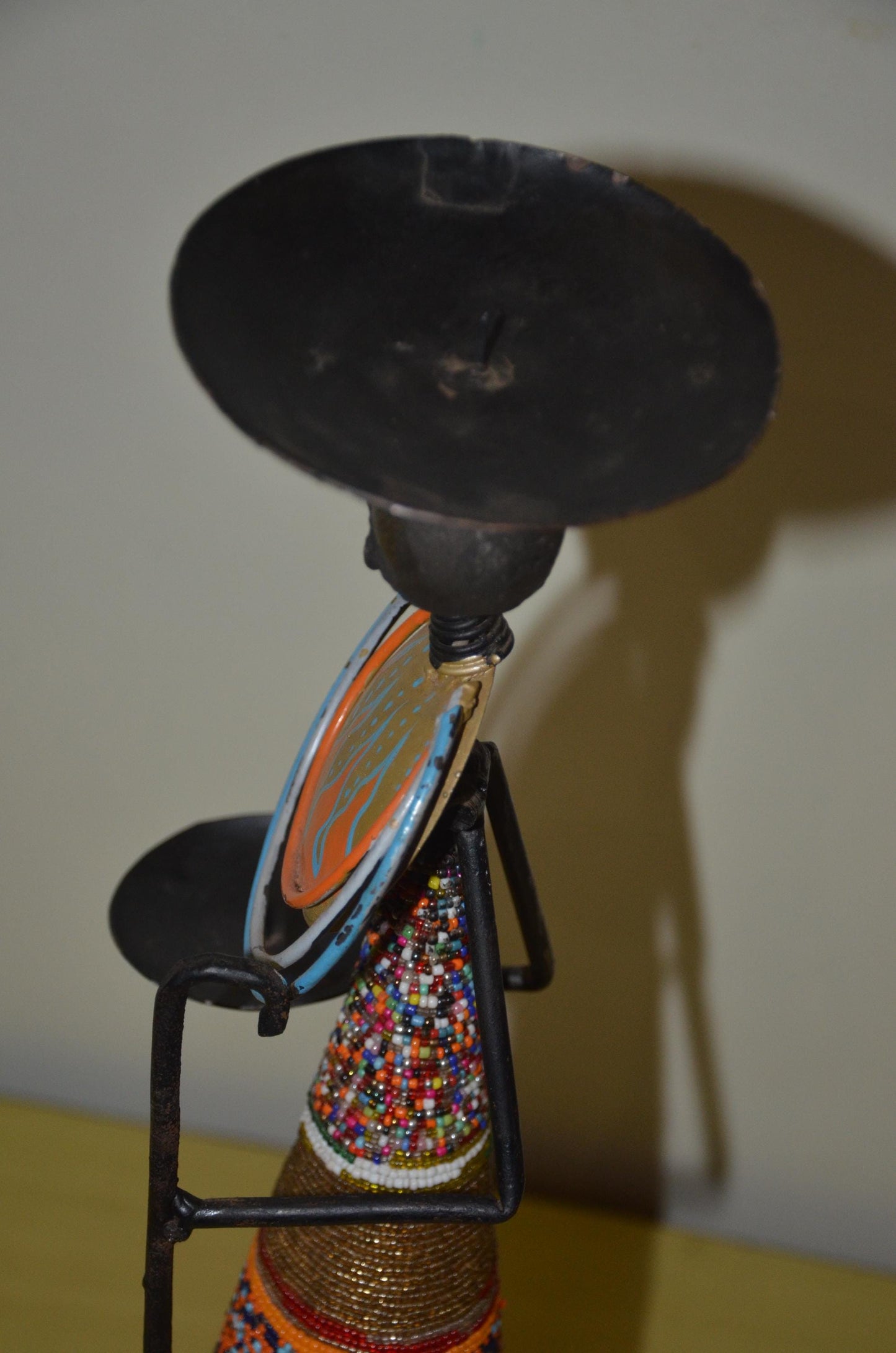 Decorative African Beaded Maasai Candle Holder Statue | Artisan Metal Wire Art