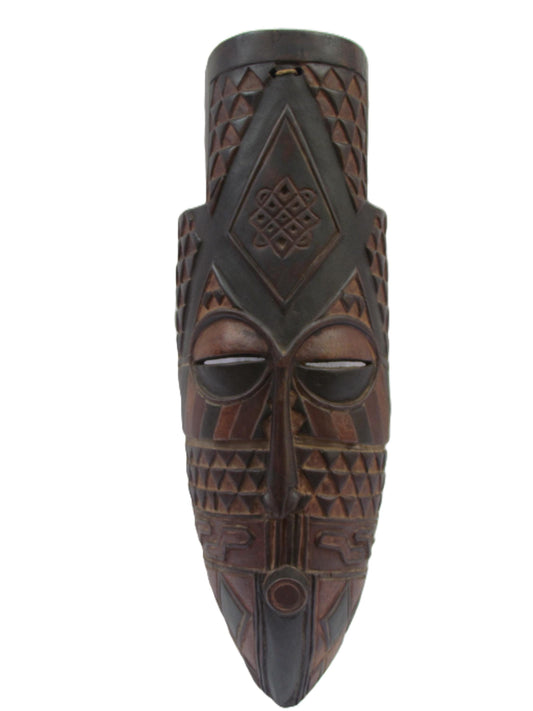 Rare African Brown Wooden mask from the Yela or Mbole - Congo.