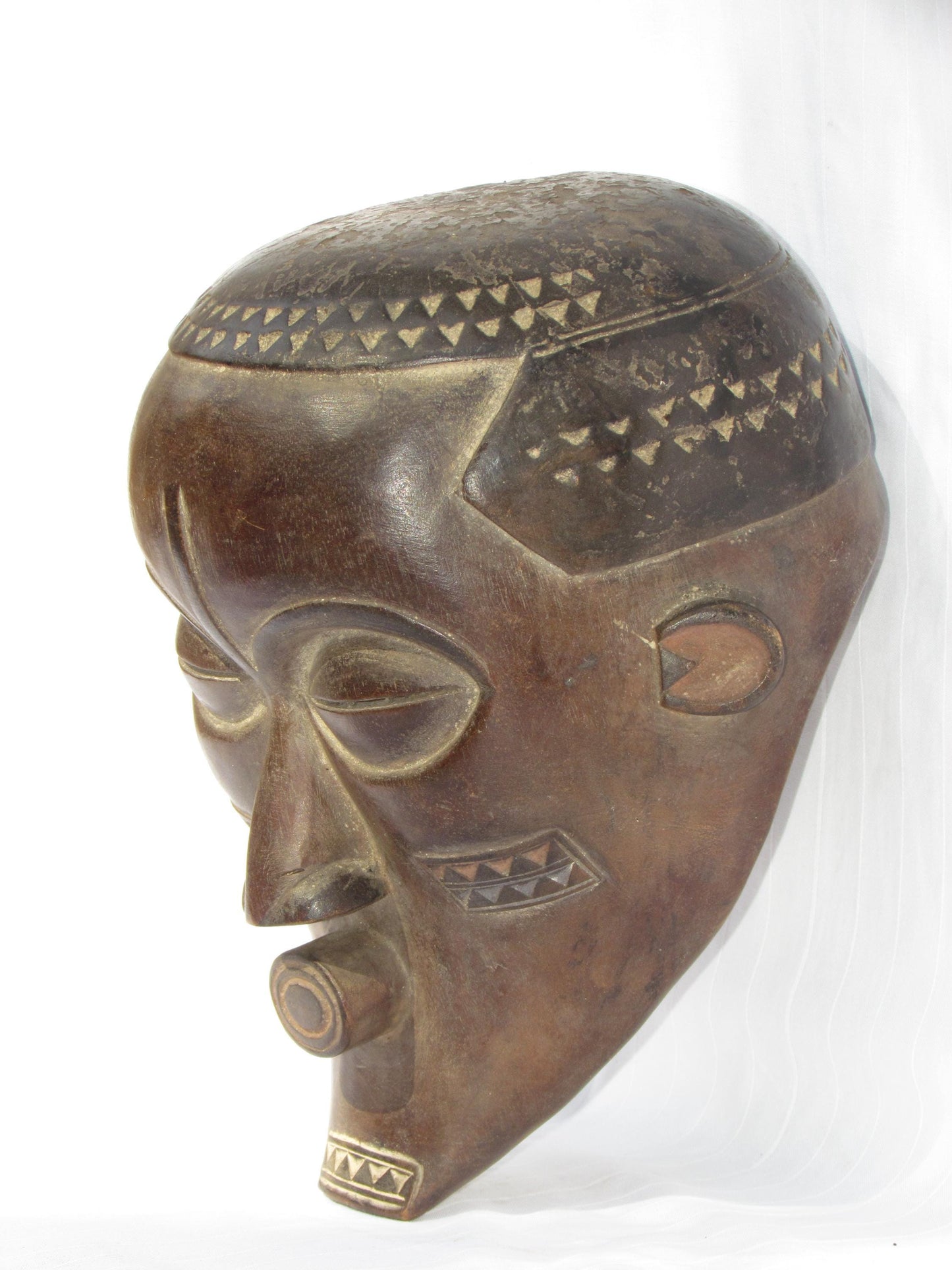 Vintage hand carved wall hanging African traditional wooden masks from D.R.C