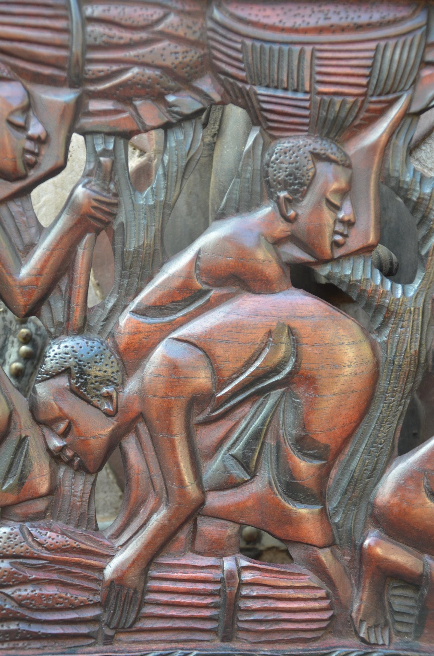 African Community Celebration Wall Plaque | Large Hand-Carved Wooden Relief Art | Village Gathering Wall Decor | Ethnic Sculptural Panel