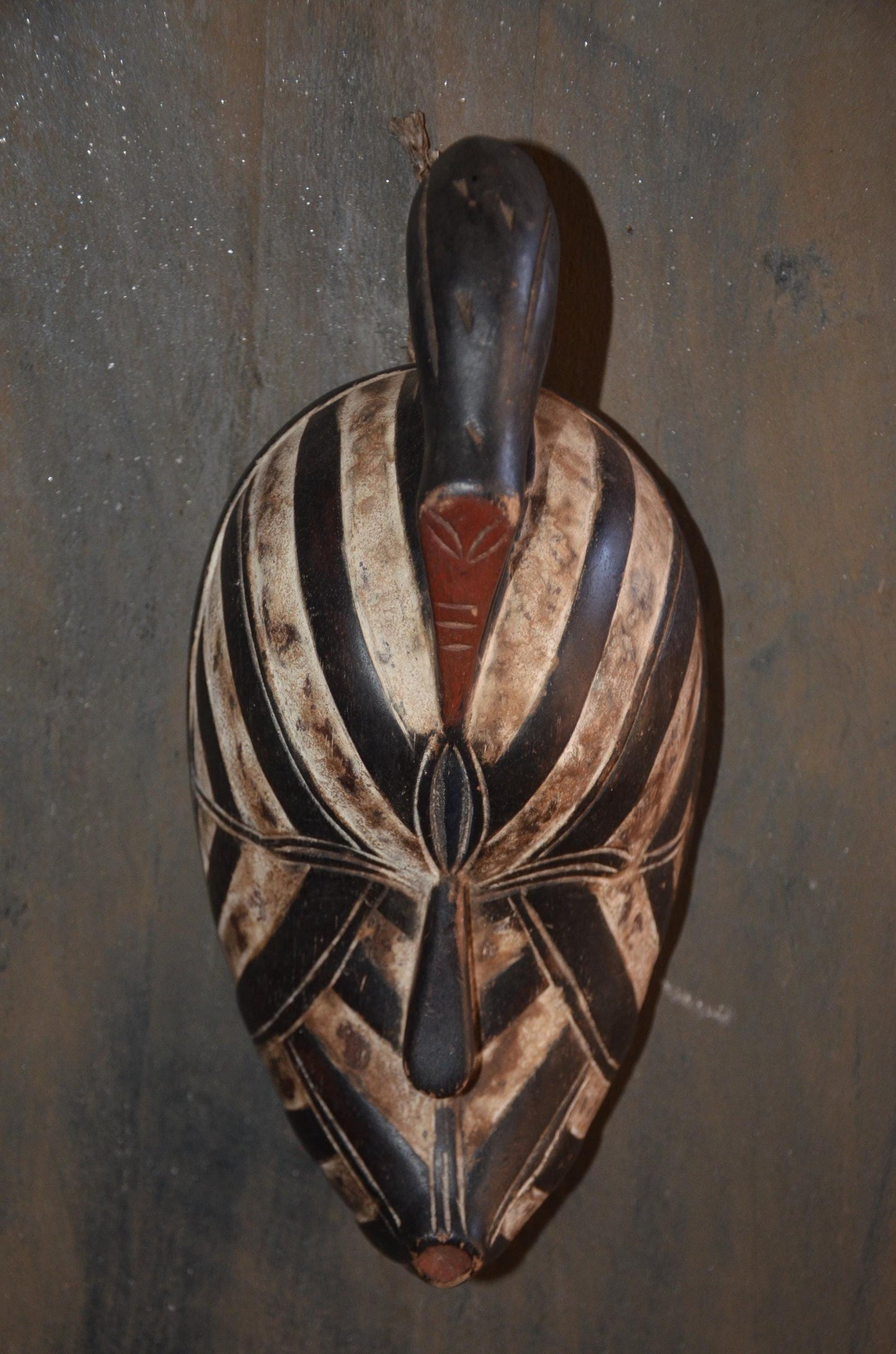 Songye Kifwebe Bird Mask – 13" Hand-Carved Wood Congo Art – Wall Decor