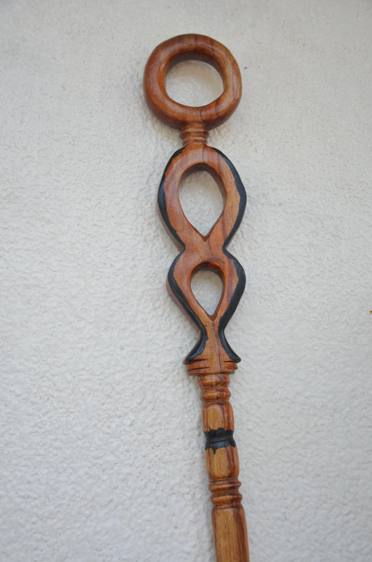Handcrafted African Royal Walking Stick | Traditional Wooden Cane and Staff