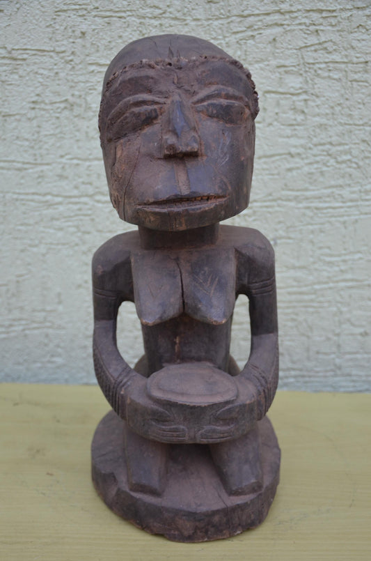 Luba Female Bowl Bearer Figure | DRC Ethnographic Art