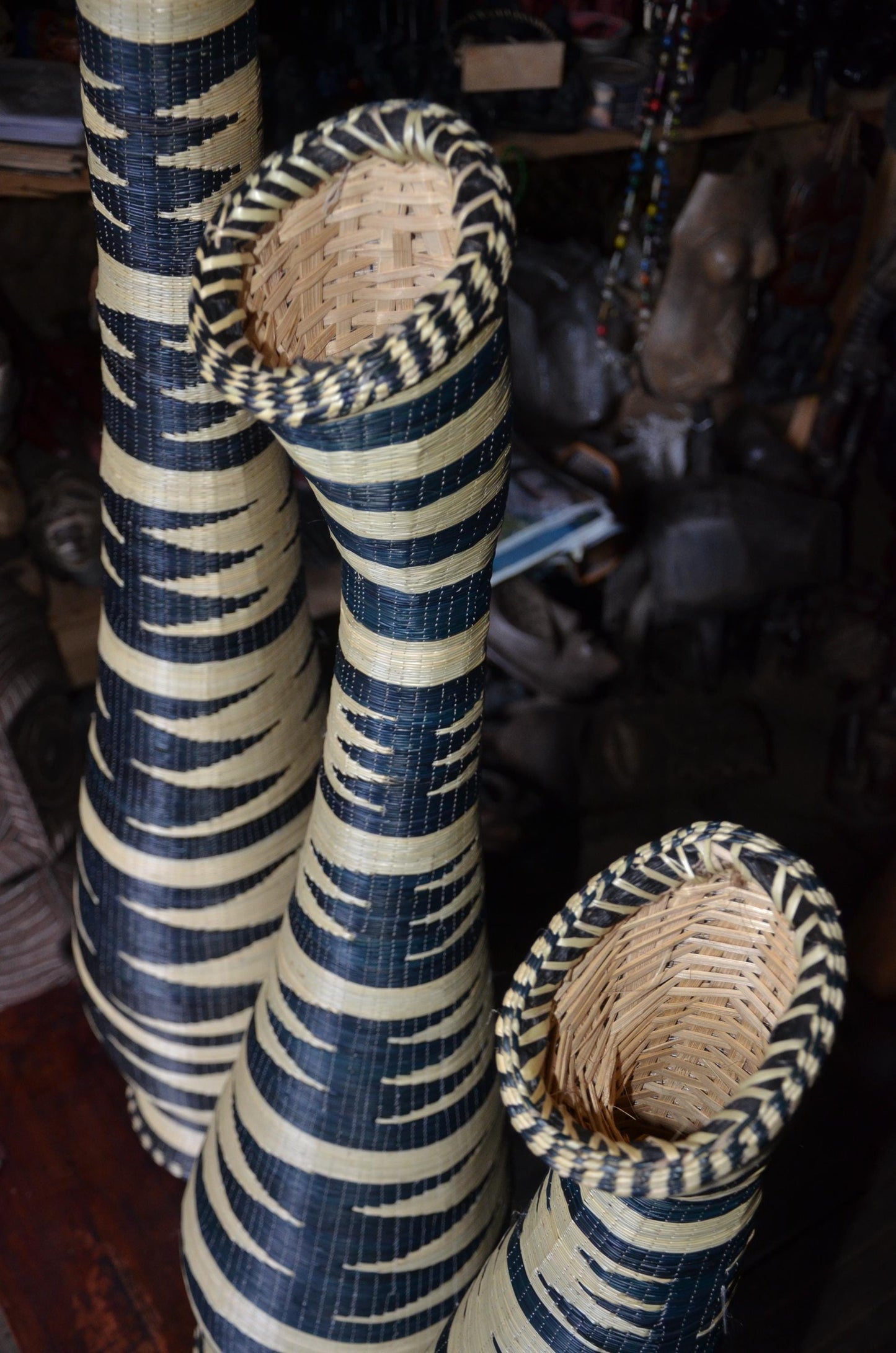 Traditional Rwandan Woven Floor Vases - 48" Large Statement Sisal Vases, Authentic Agaseke, High-End African Woven Art Set.
